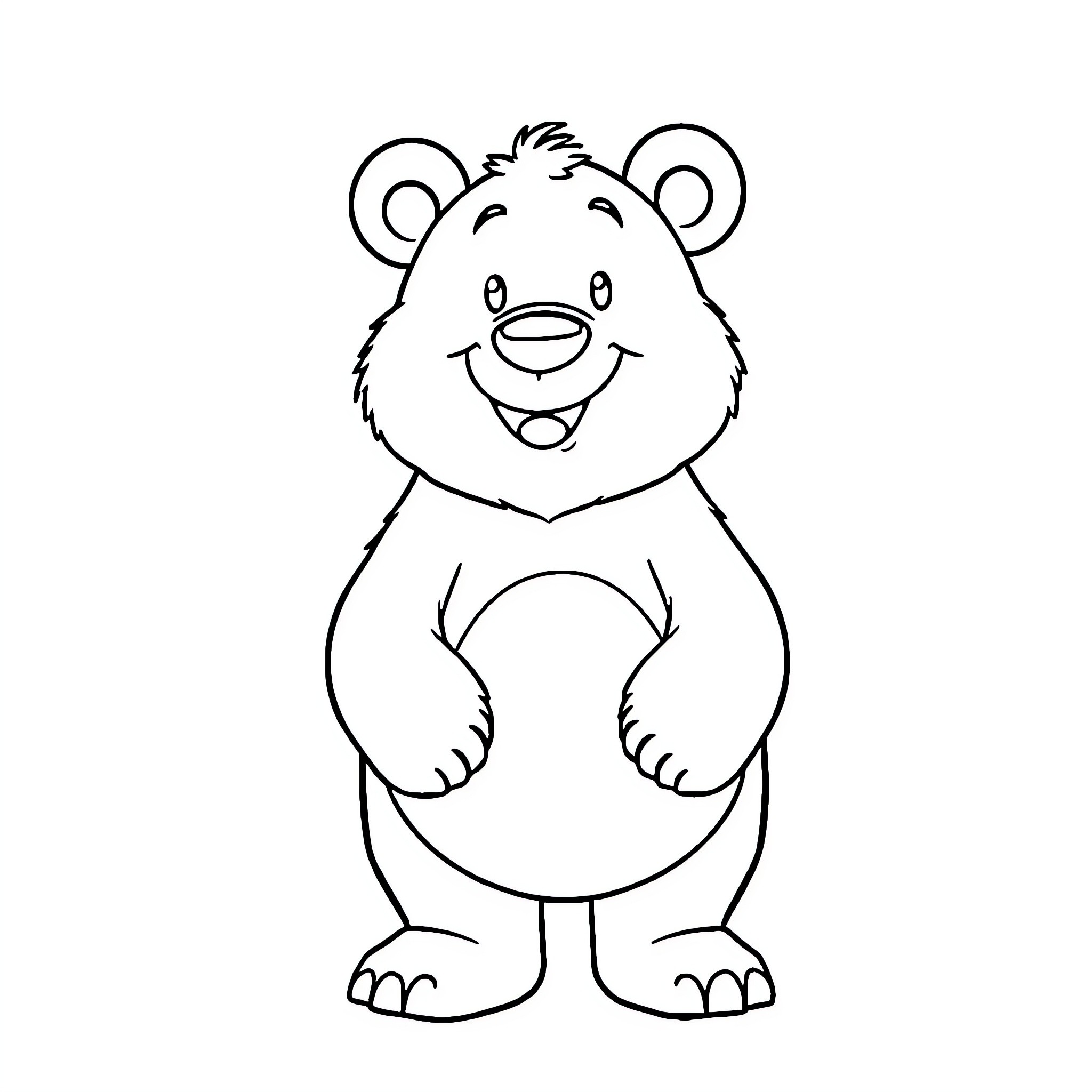 Bear smiling and waving happily Coloring Page (free black-and-white line drawing printable PDF for all, from beginners to advanced learners, including children, teens, adults, and seniors)