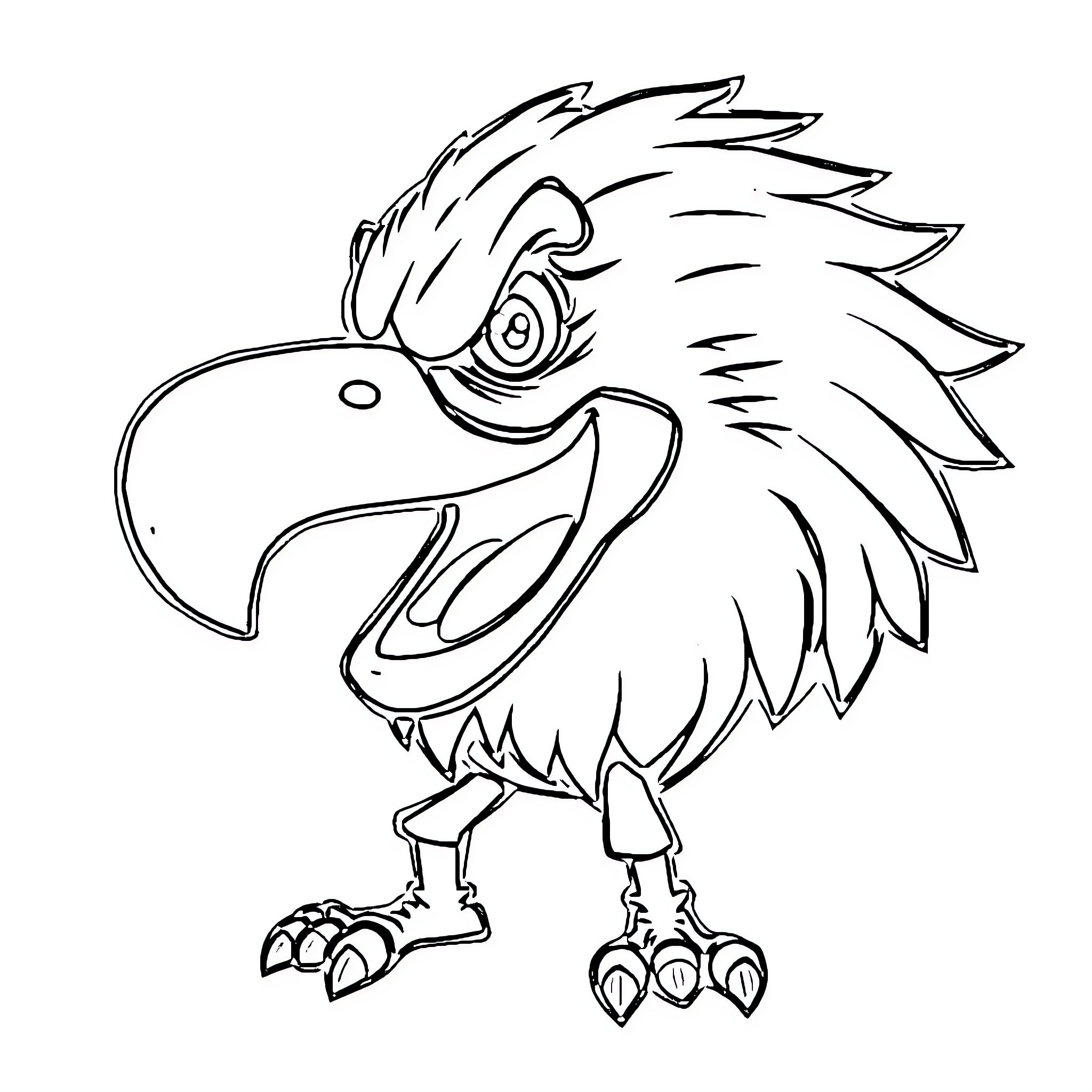 Eagles in Animated Expressions Coloring Page (free black-and-white line drawing printable PDF for all, from beginners to advanced learners, including children, teens, adults, and seniors)