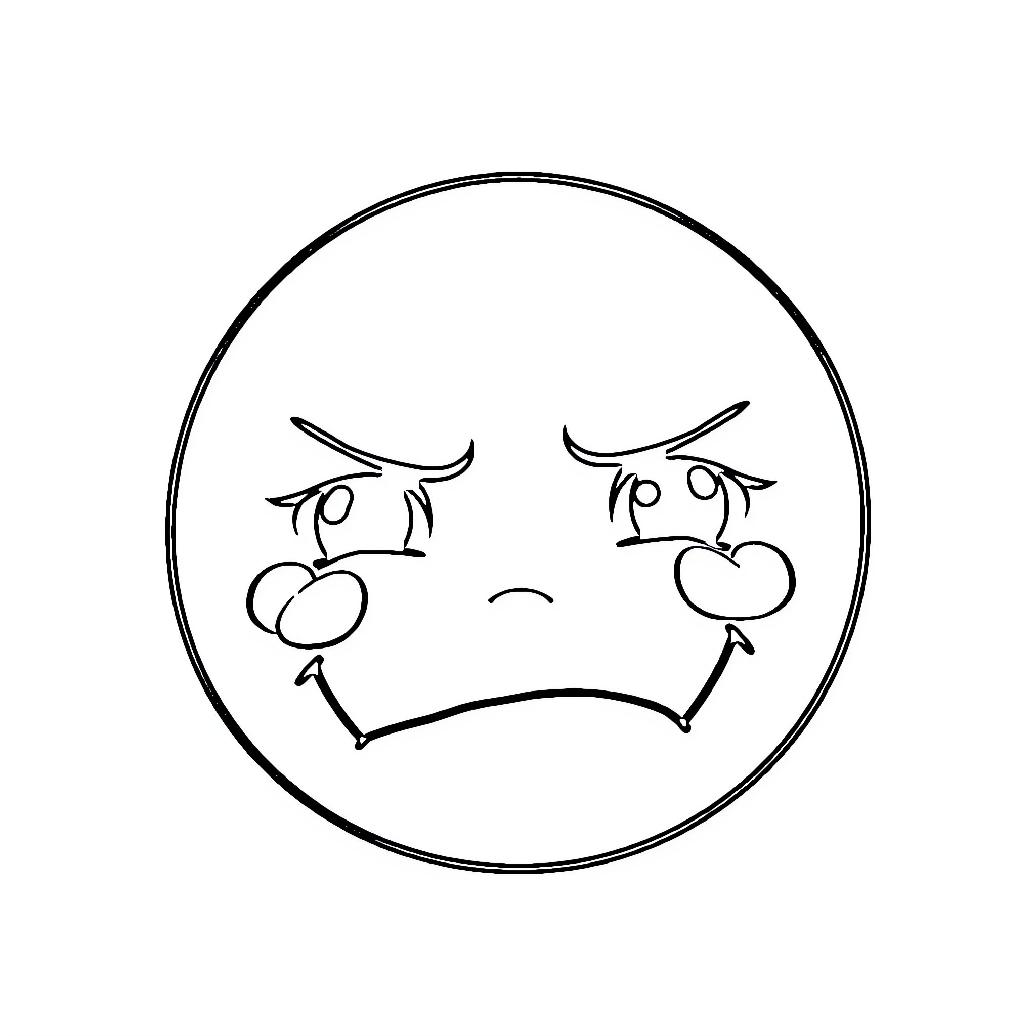 Smiley face expressing sadness or discomfort Coloring Page (free black-and-white line drawing printable PDF for all, from beginners to advanced learners, including children, teens, adults, and seniors)