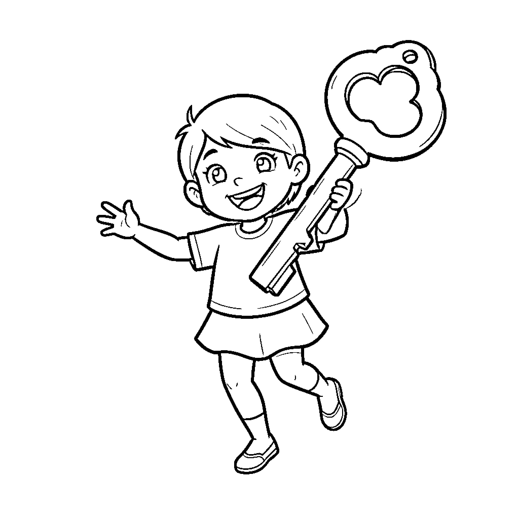 G Clef - Joyful young musician performing Coloring Page (free black-and-white line drawing printable PDF for all, from beginners to advanced learners, including children, teens, adults, and seniors)