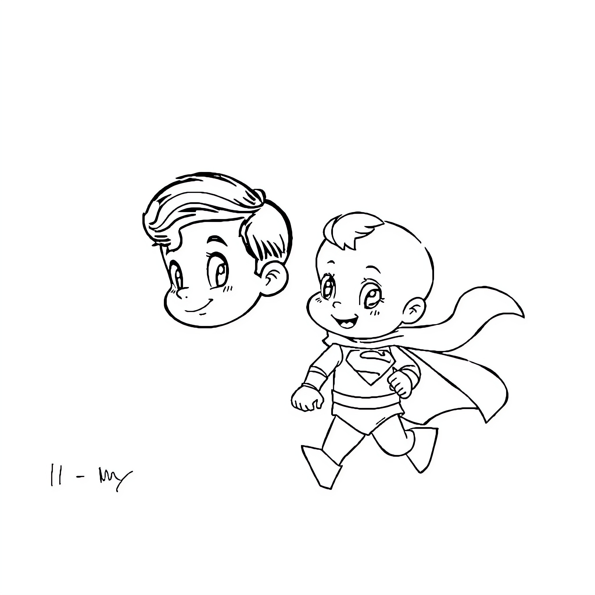 Crea Playful Superheroes in Action Coloring Page (free black-and-white line drawing printable PDF for all, from beginners to advanced learners, including children, teens, adults, and seniors)