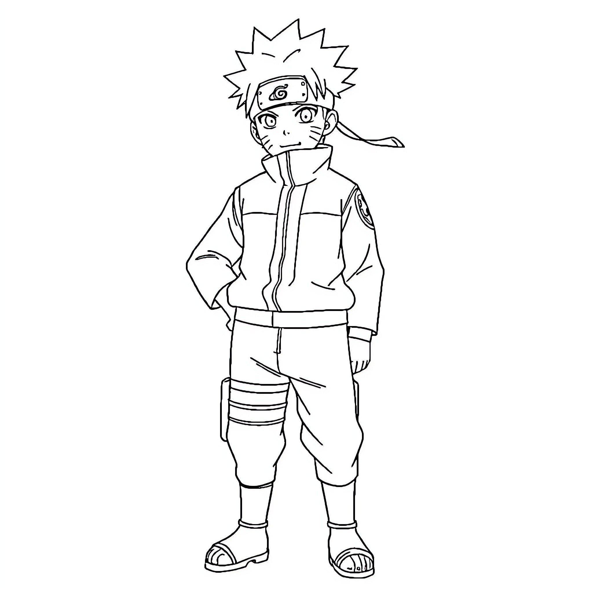 Naruto character in action pose Coloring Page (free black-and-white line drawing printable PDF for all, from beginners to advanced learners, including children, teens, adults, and seniors)