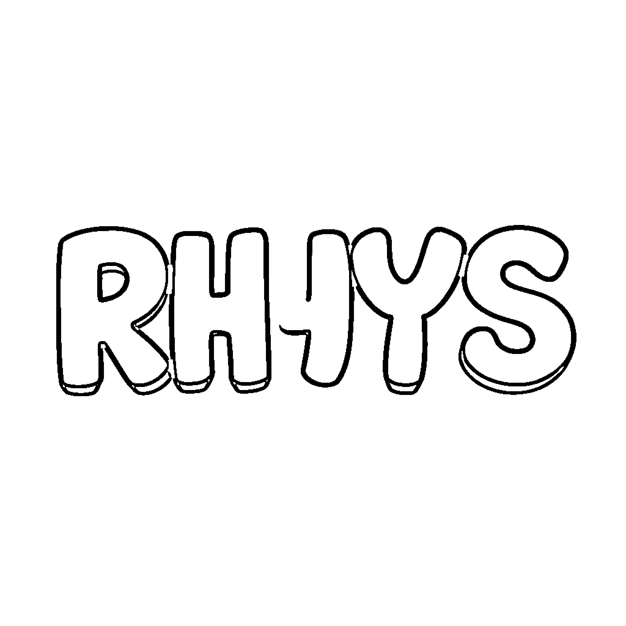 RHYS Spelling out the Name Coloring Page (free black-and-white line drawing printable PDF for all, from beginners to advanced learners, including children, teens, adults, and seniors)