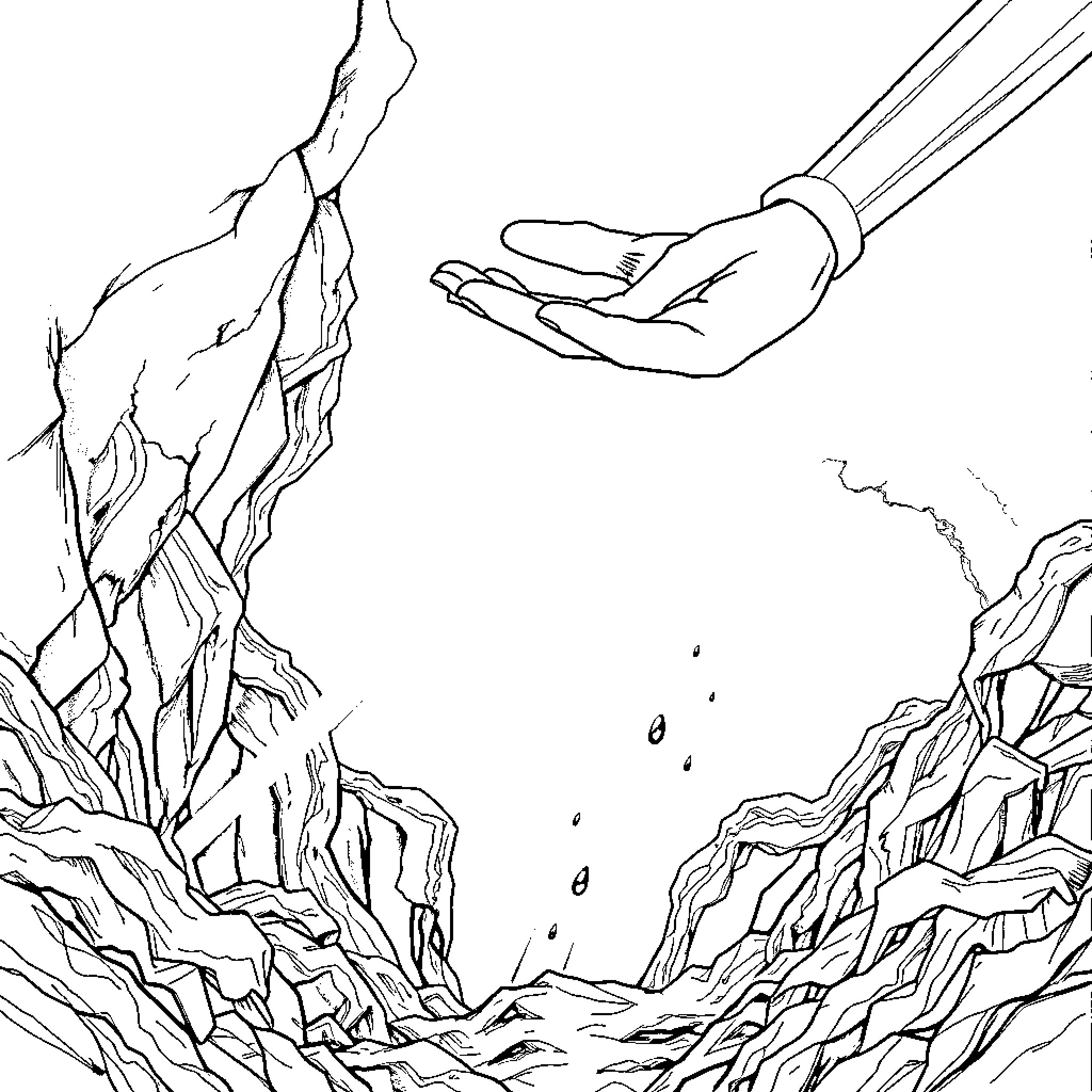 Genesis of Creation: Forming the Earth from Chaos Coloring Page (free black-and-white line drawing printable PDF for all, from beginners to advanced learners, including children, teens, adults, and seniors)