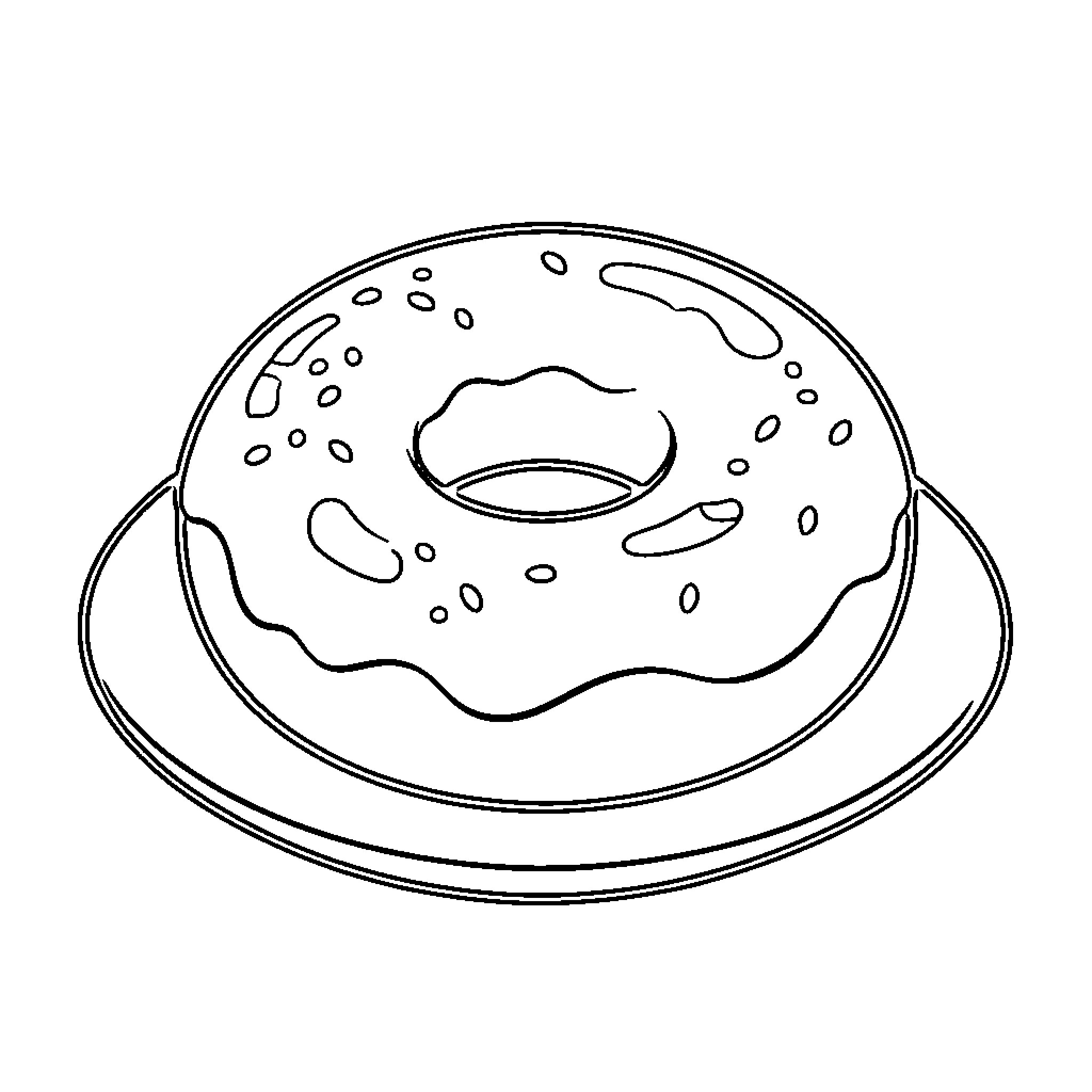Bagel with delicious topping on plate Coloring Page (free black-and-white line drawing printable PDF for all, from beginners to advanced learners, including children, teens, adults, and seniors)