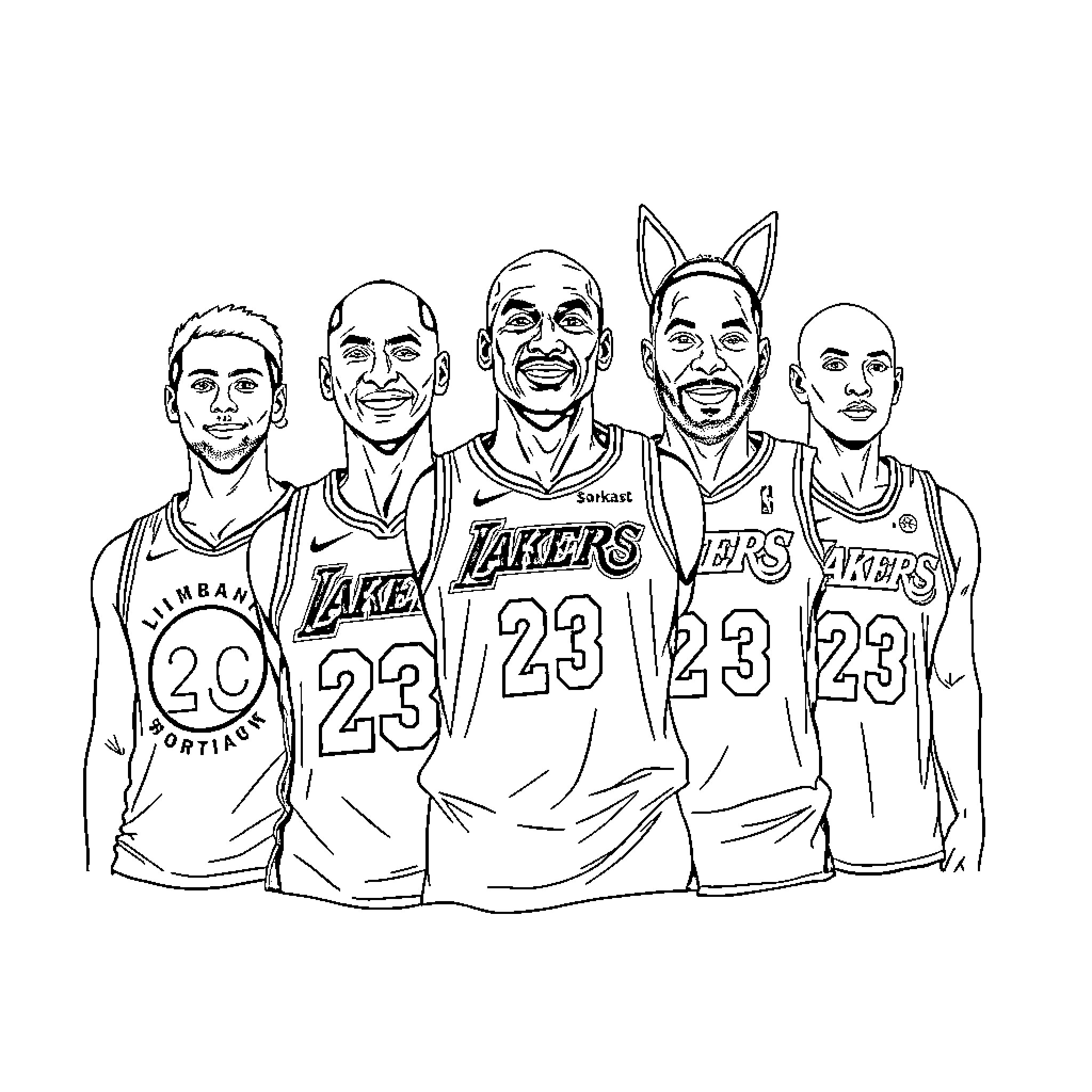 Basketball Jersey of Basketball Players Coloring Page (free black-and-white line drawing printable PDF for all, from beginners to advanced learners, including children, teens, adults, and seniors)