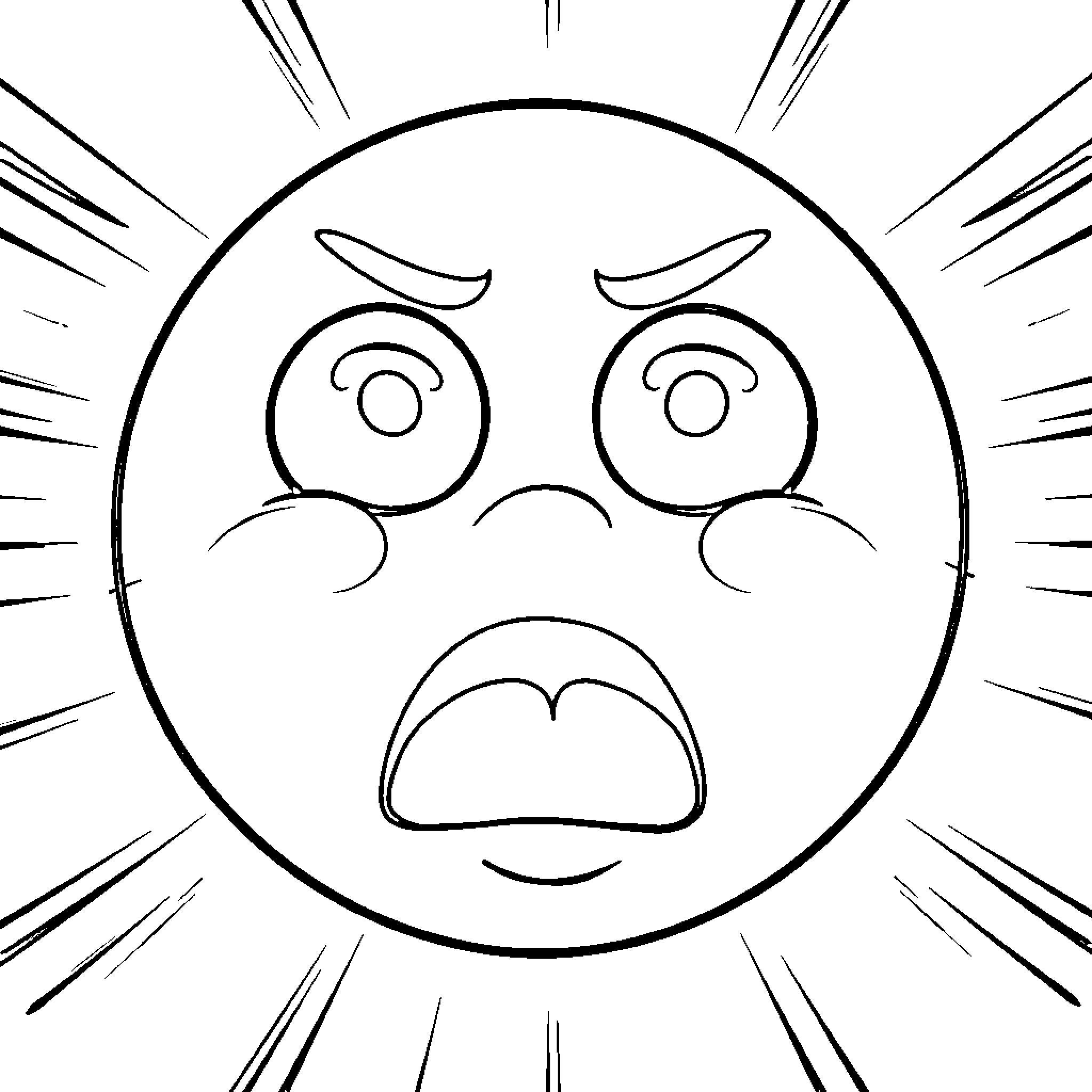 Emoji of an annoyed or angry expression Coloring Page (free black-and-white line drawing printable PDF for all, from beginners to advanced learners, including children, teens, adults, and seniors)