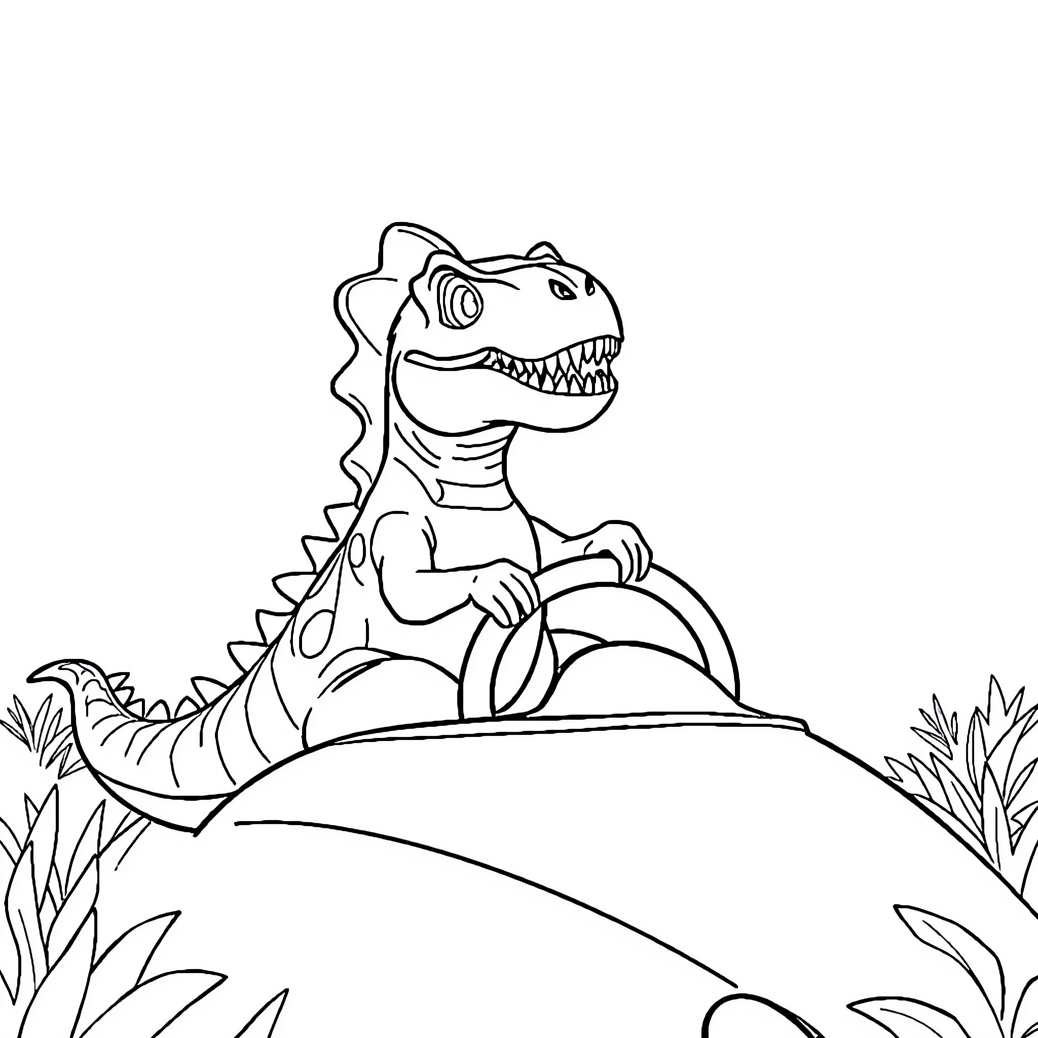 Dinosaur roaring in the wild Coloring Page (free black-and-white line drawing printable PDF for all, from beginners to advanced learners, including children, teens, adults, and seniors)