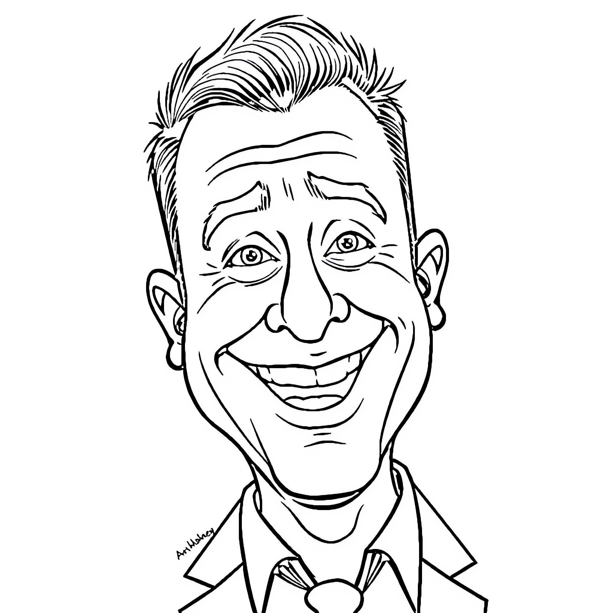 Anthony Albanese smiling with expressive features Coloring Page (free black-and-white line drawing printable PDF for all, from beginners to advanced learners, including children, teens, adults, and seniors)
