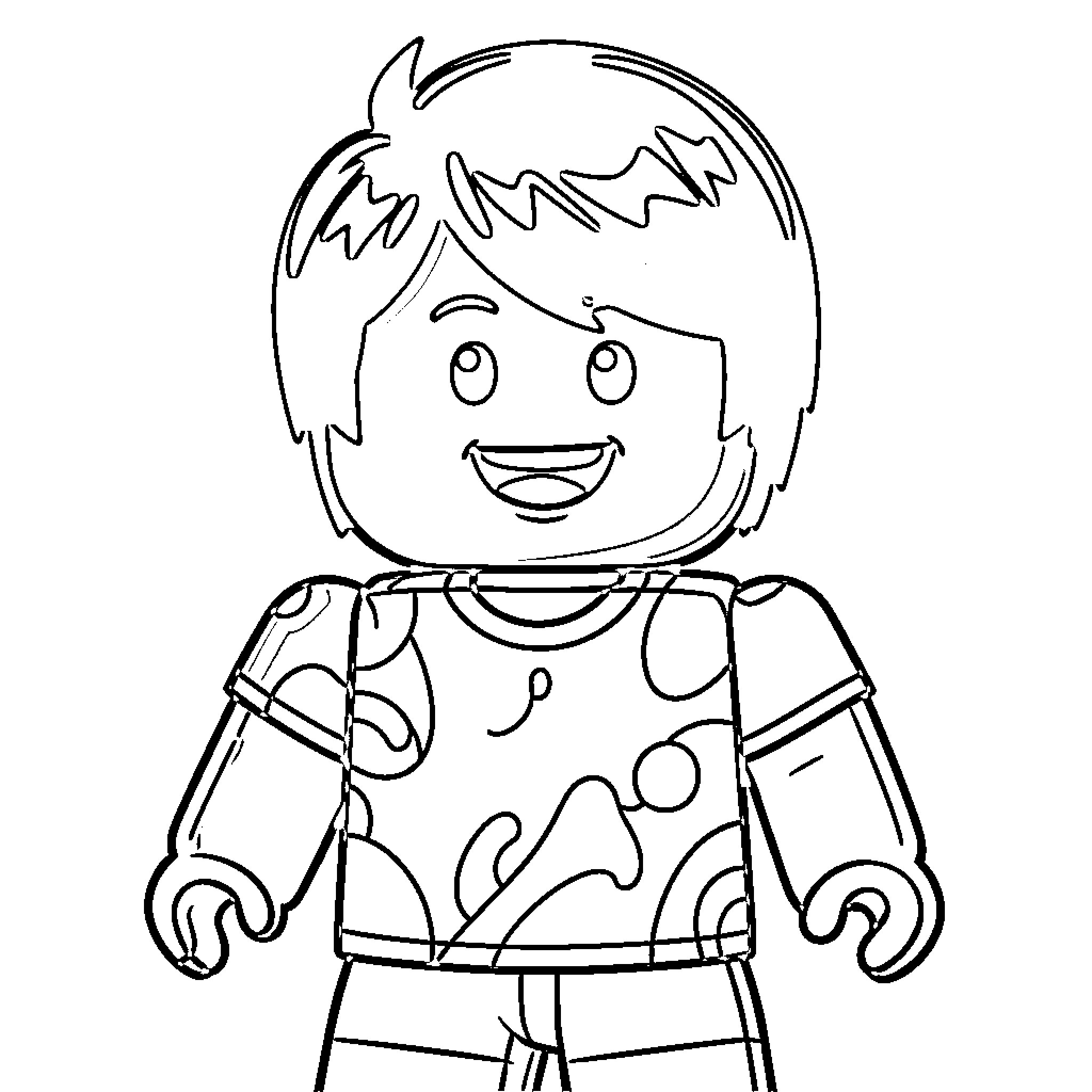 Roblox Character in Casual Outfit Coloring Page (free black-and-white line drawing printable PDF for all, from beginners to advanced learners, including children, teens, adults, and seniors)