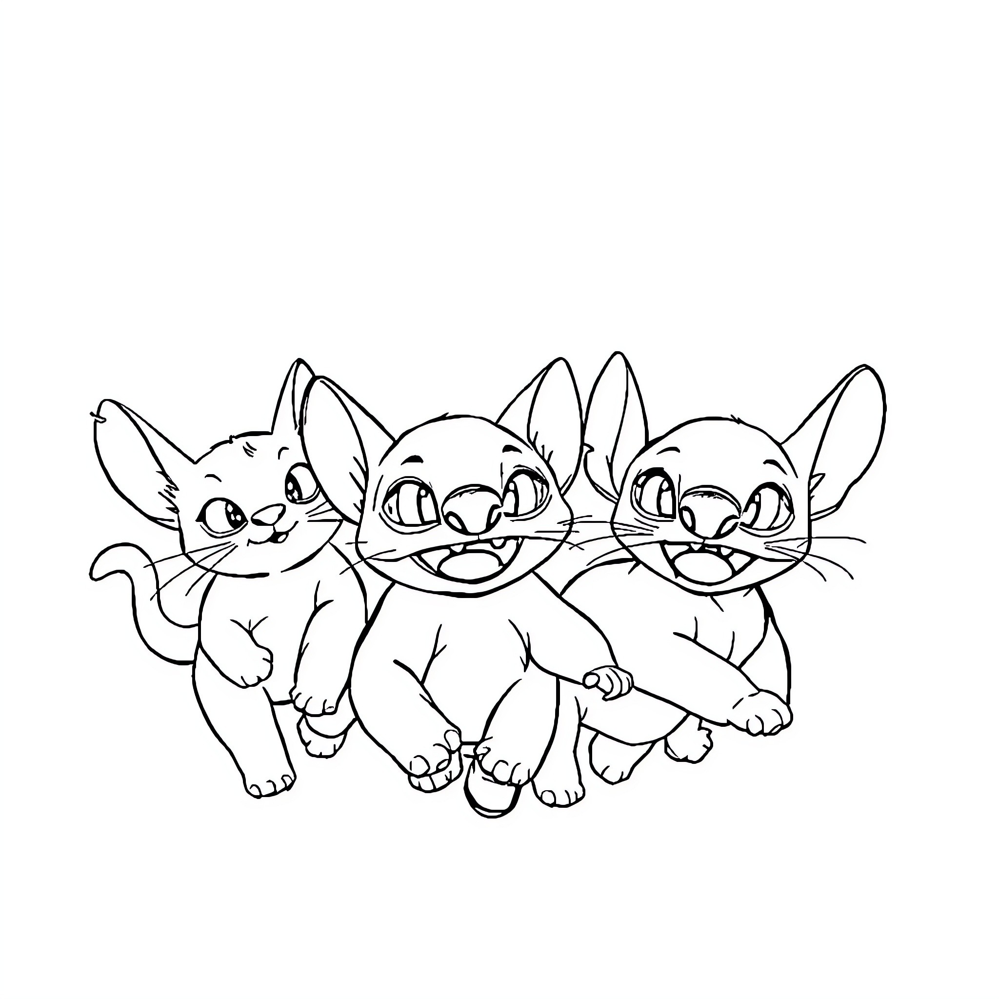 Chat with cheerful cartoon animals Coloring Page (free black-and-white line drawing printable PDF for all, from beginners to advanced learners, including children, teens, adults, and seniors)