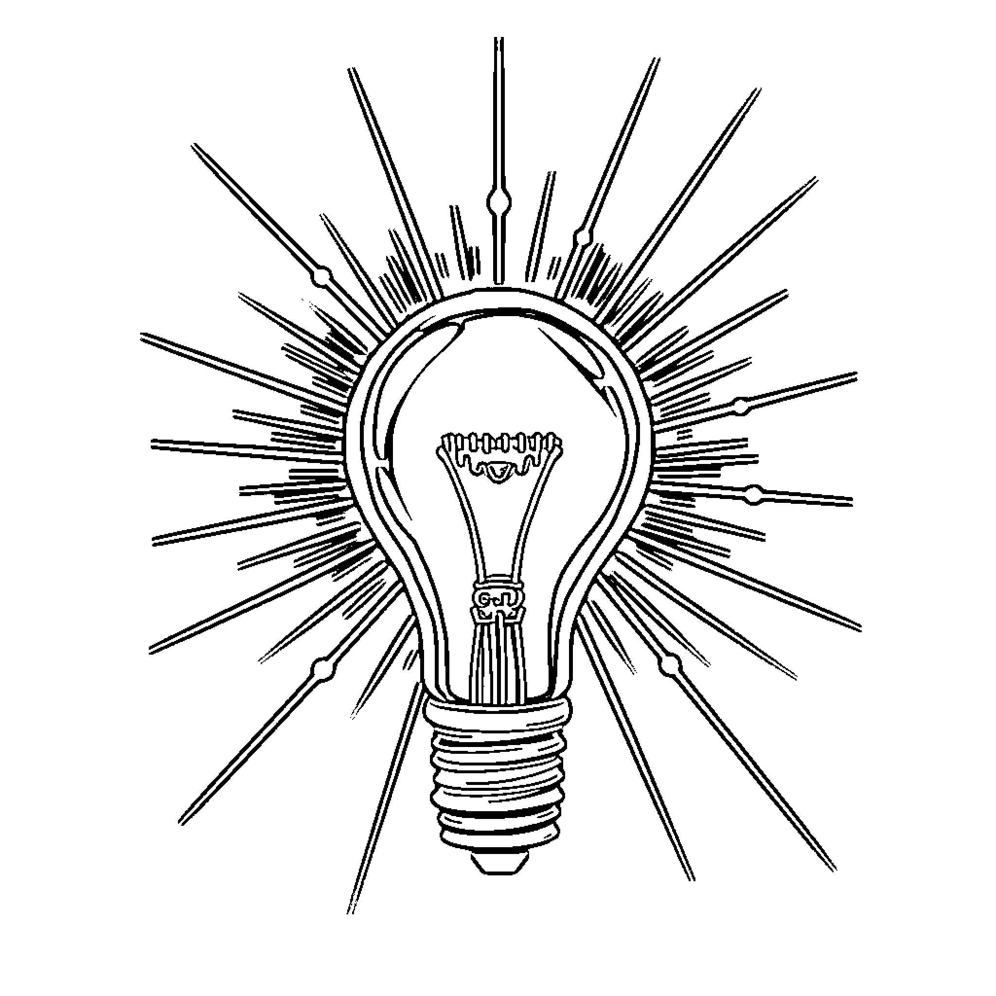 Idea for Illuminating Innovation Coloring Page (free black-and-white line drawing printable PDF for all, from beginners to advanced learners, including children, teens, adults, and seniors)