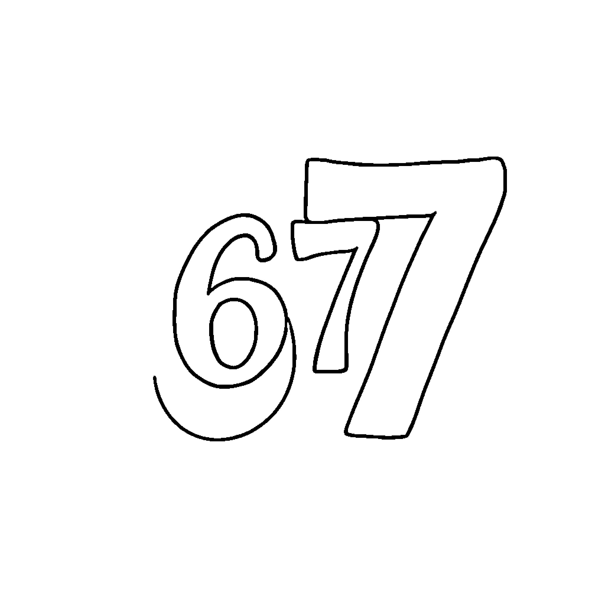 Number 677 Outline Coloring Page (free black-and-white line drawing printable PDF for all, from beginners to advanced learners, including children, teens, adults, and seniors)