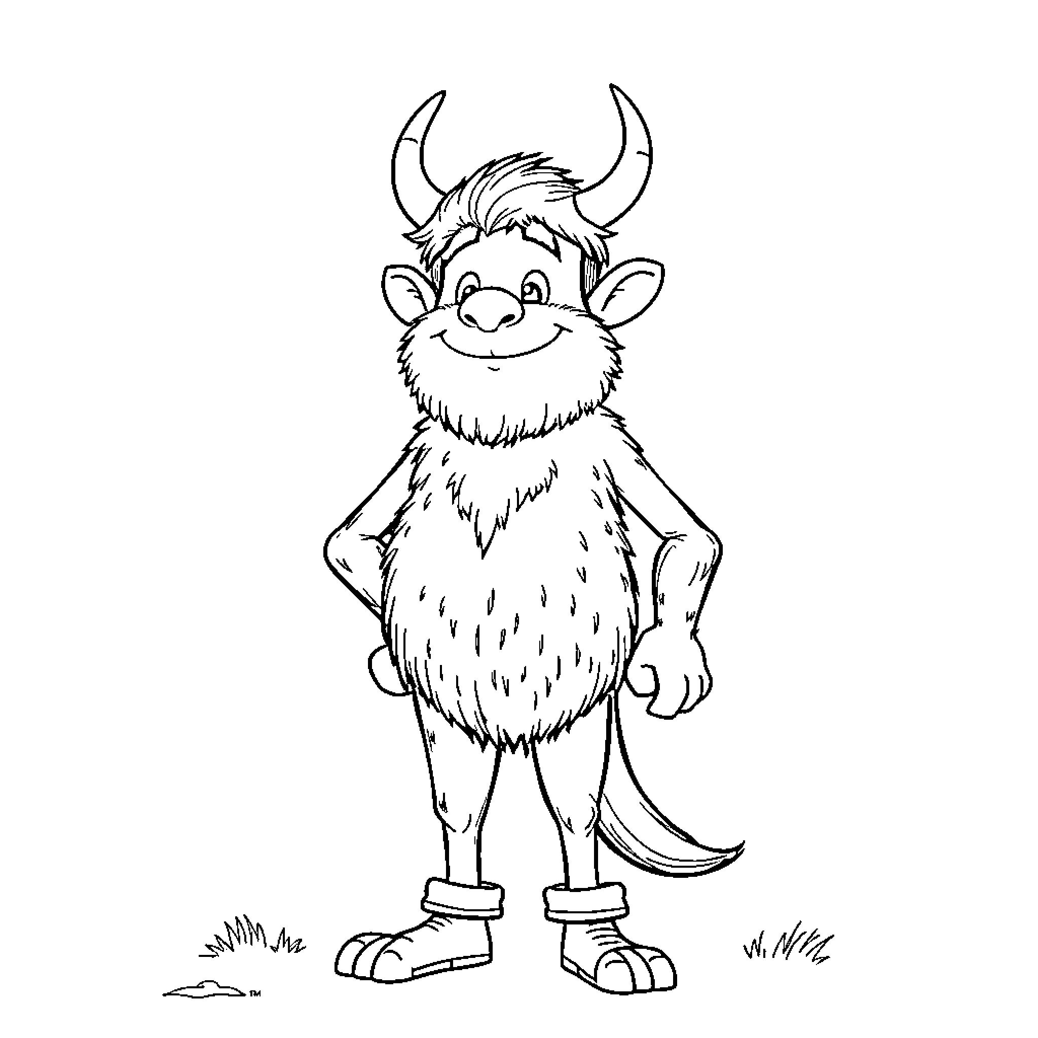 Björn the friendly and playful monster Coloring Page (free black-and-white line drawing printable PDF for all, from beginners to advanced learners, including children, teens, adults, and seniors)