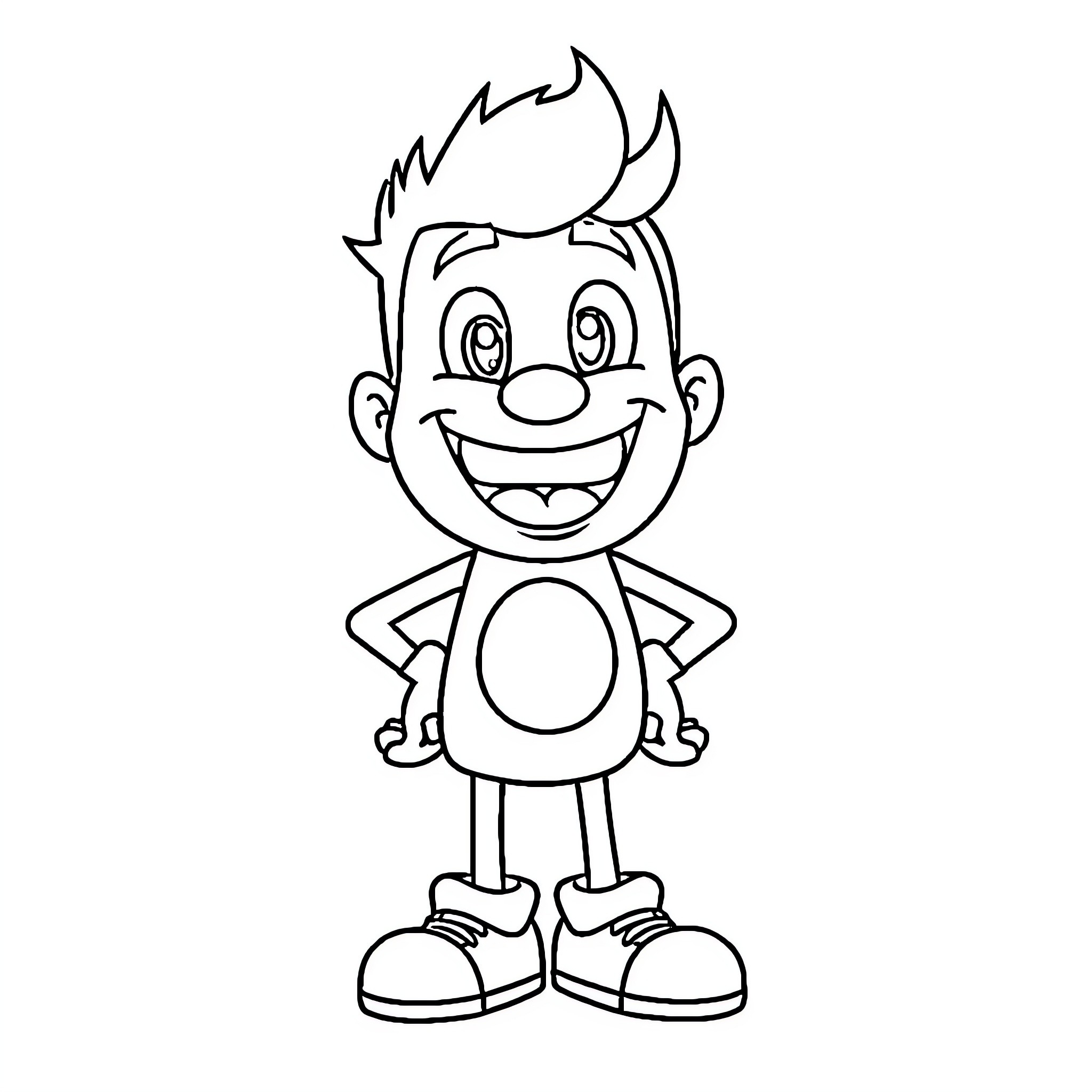 BT21 Character Smiling Cheerfully Coloring Page (free black-and-white line drawing printable PDF for all, from beginners to advanced learners, including children, teens, adults, and seniors)