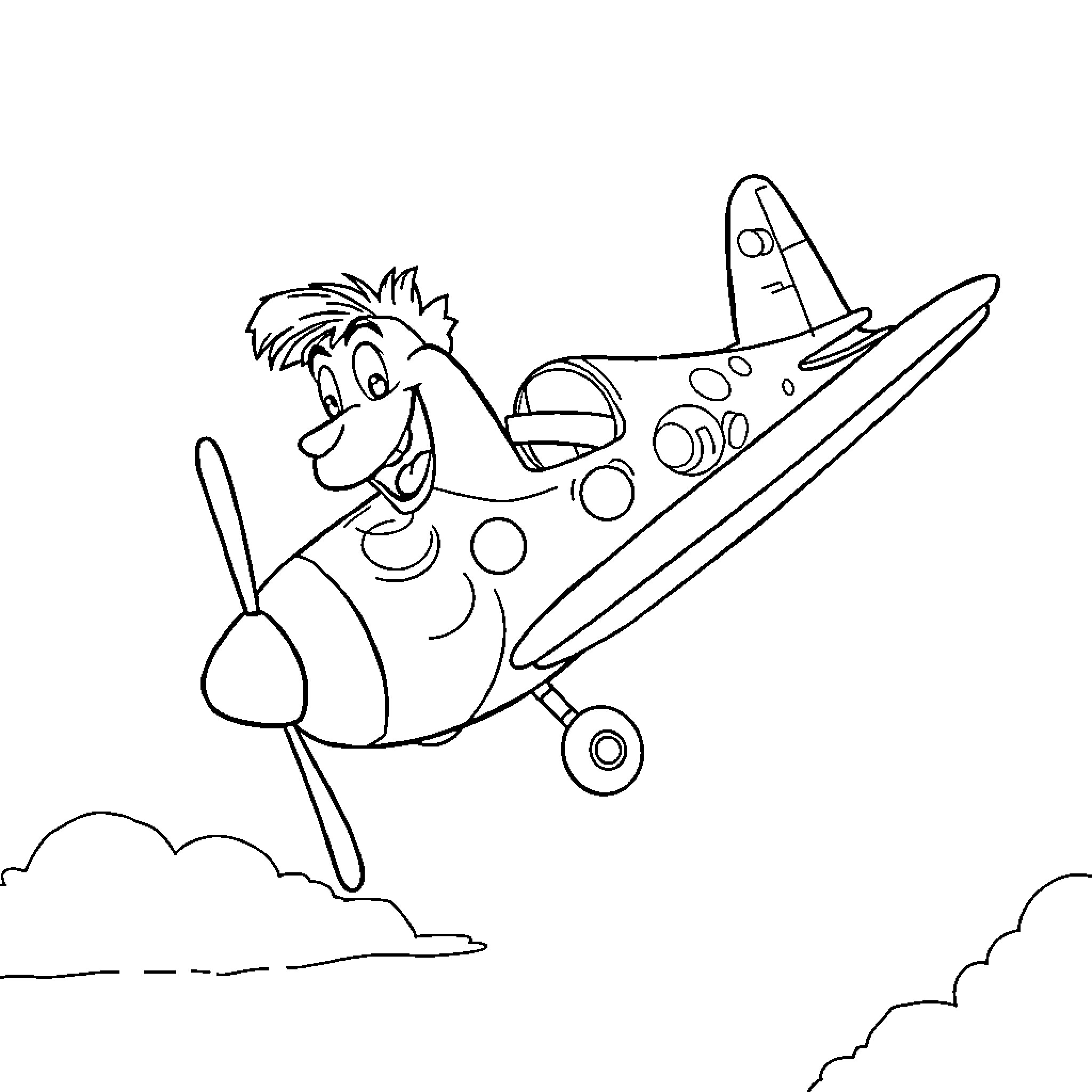 Mal's Playful Adventure in the Sky Coloring Page (free black-and-white line drawing printable PDF for all, from beginners to advanced learners, including children, teens, adults, and seniors)