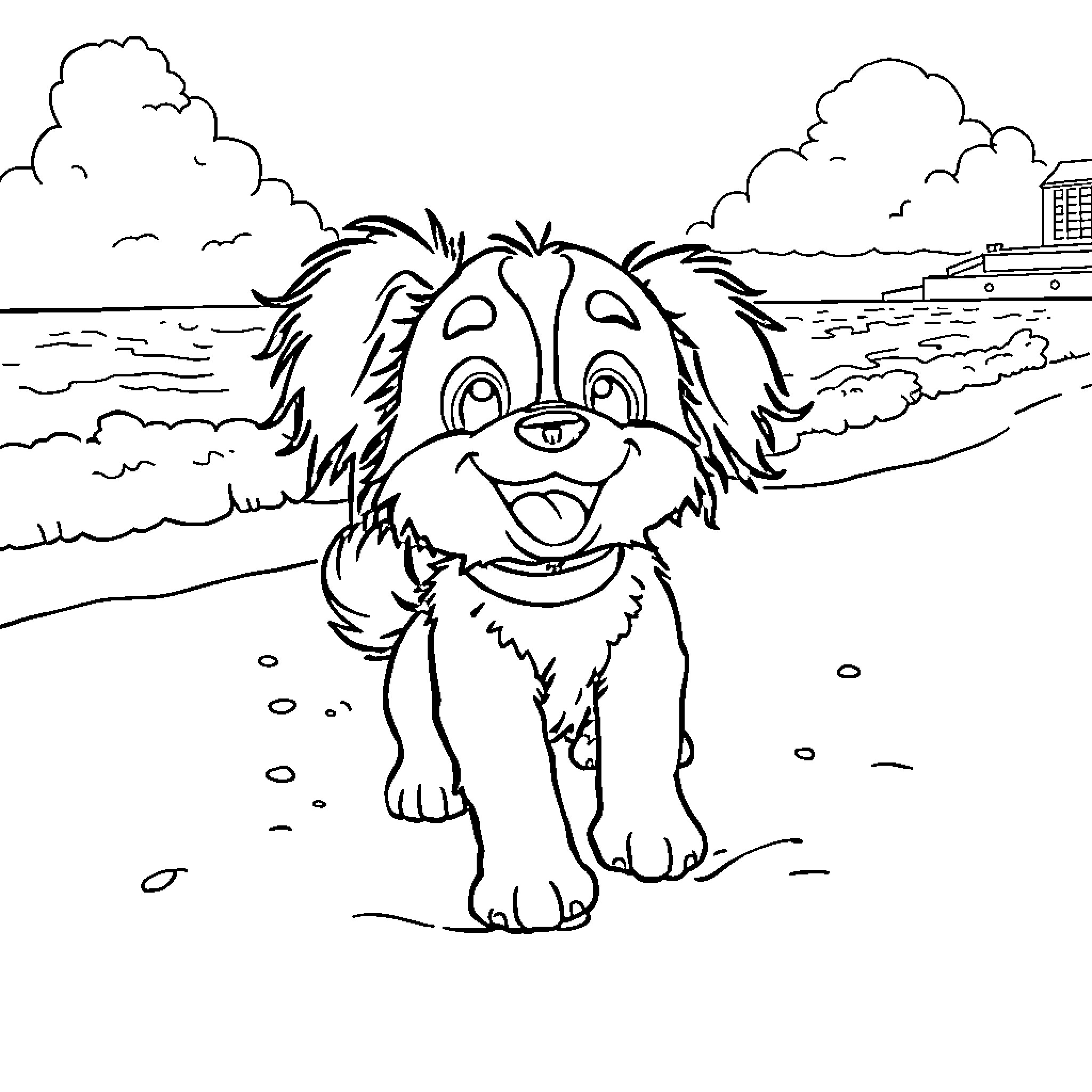 Kuromi Enjoying a Beach Day Coloring Page (free black-and-white line drawing printable PDF for all, from beginners to advanced learners, including children, teens, adults, and seniors)