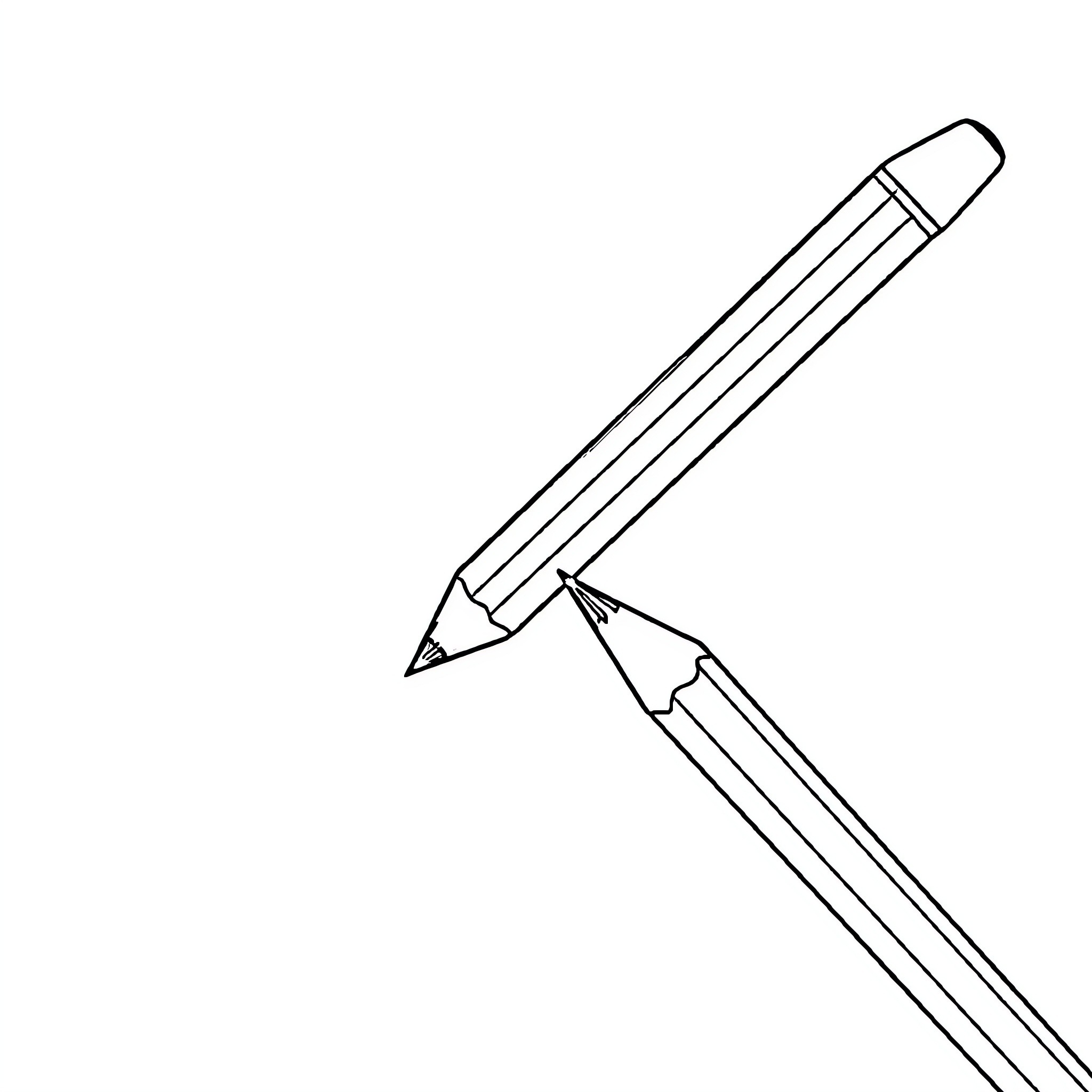 Pencil Poised for Action Coloring Page (free black-and-white line drawing printable PDF for all, from beginners to advanced learners, including children, teens, adults, and seniors)