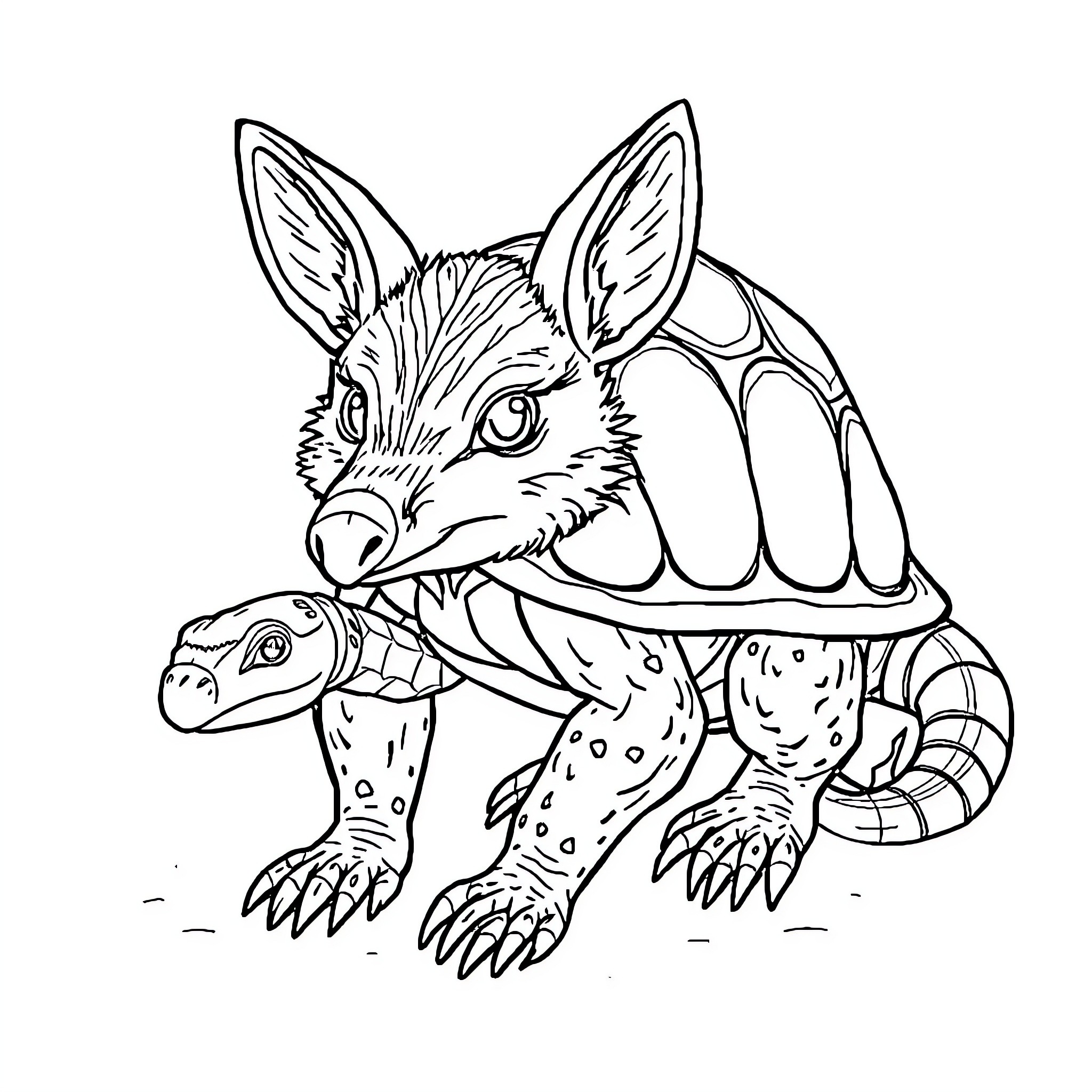 Animal with unique creature in its mouth Coloring Page (free black-and-white line drawing printable PDF for all, from beginners to advanced learners, including children, teens, adults, and seniors)