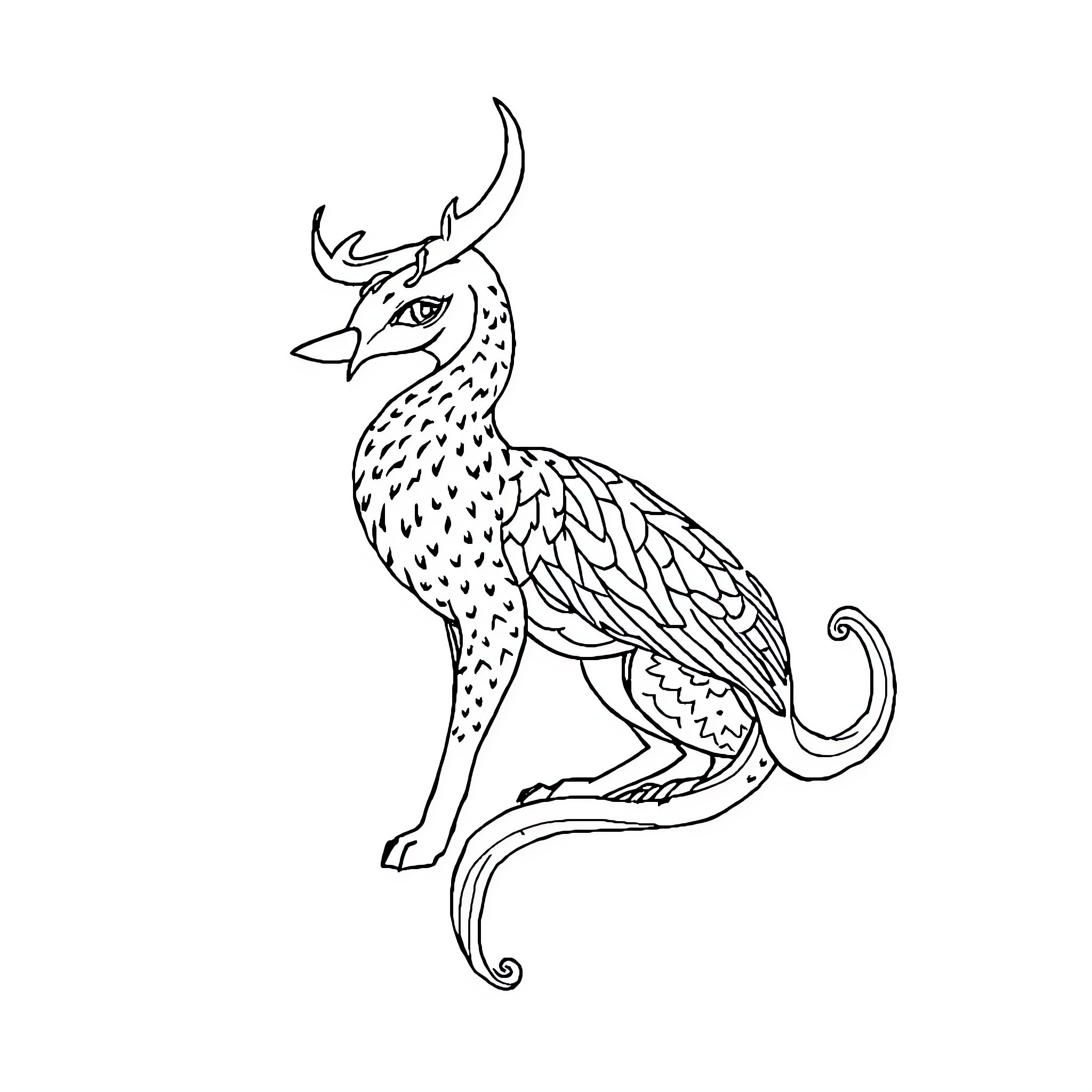 سيف الوحش الأنيق المتأهب للنزال Coloring Page (free black-and-white line drawing printable PDF for all, from beginners to advanced learners, including children, teens, adults, and seniors)