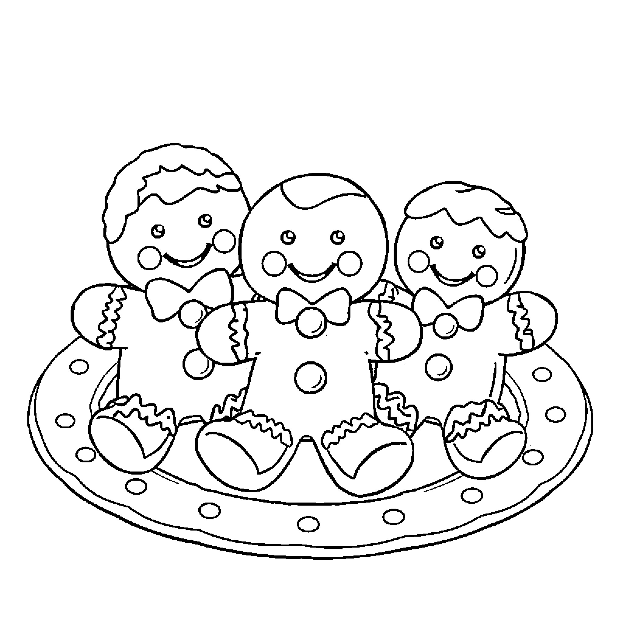 Gingerbread cookies on display Coloring Page (free black-and-white line drawing printable PDF for all, from beginners to advanced learners, including children, teens, adults, and seniors)
