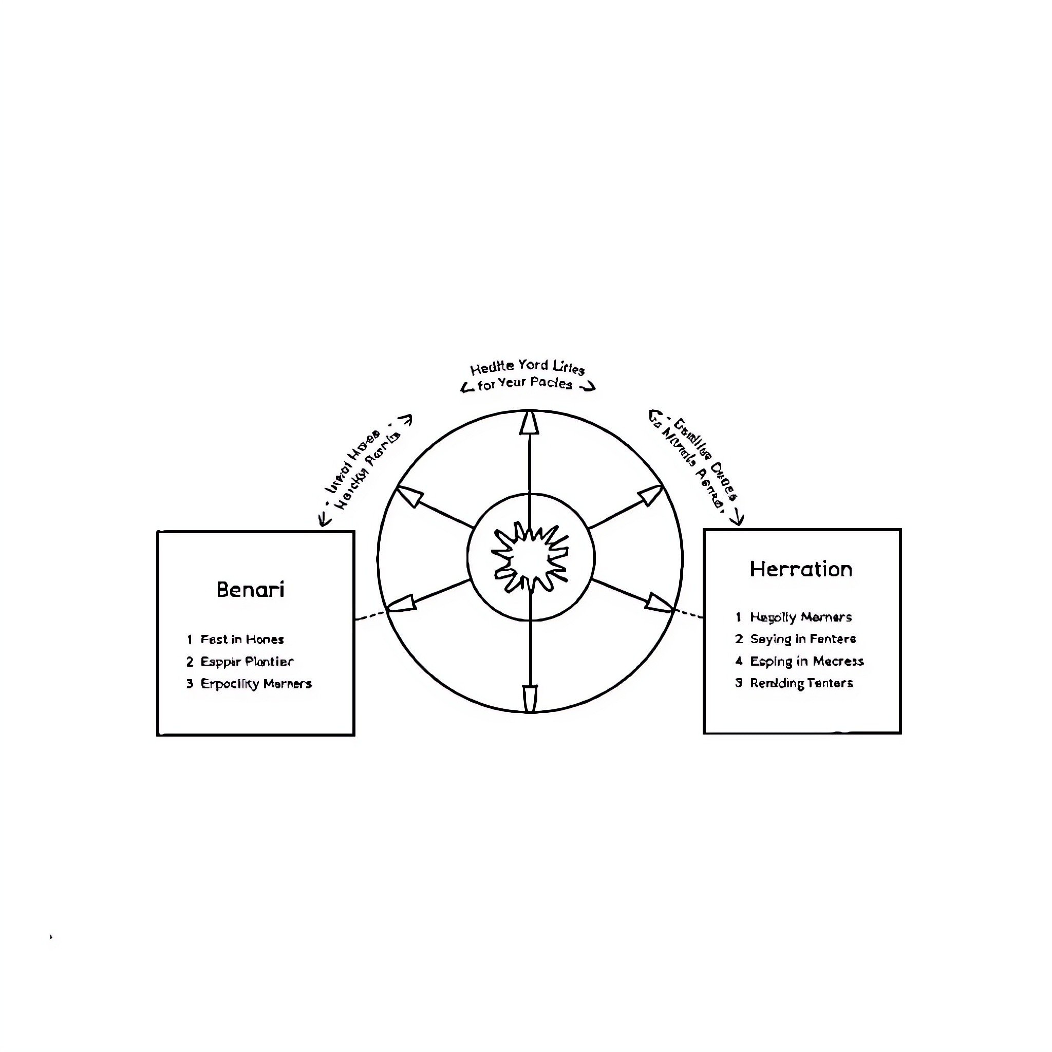 Diagram of Benari with Attributes and Herration Coloring Page (free black-and-white line drawing printable PDF for all, from beginners to advanced learners, including children, teens, adults, and seniors)