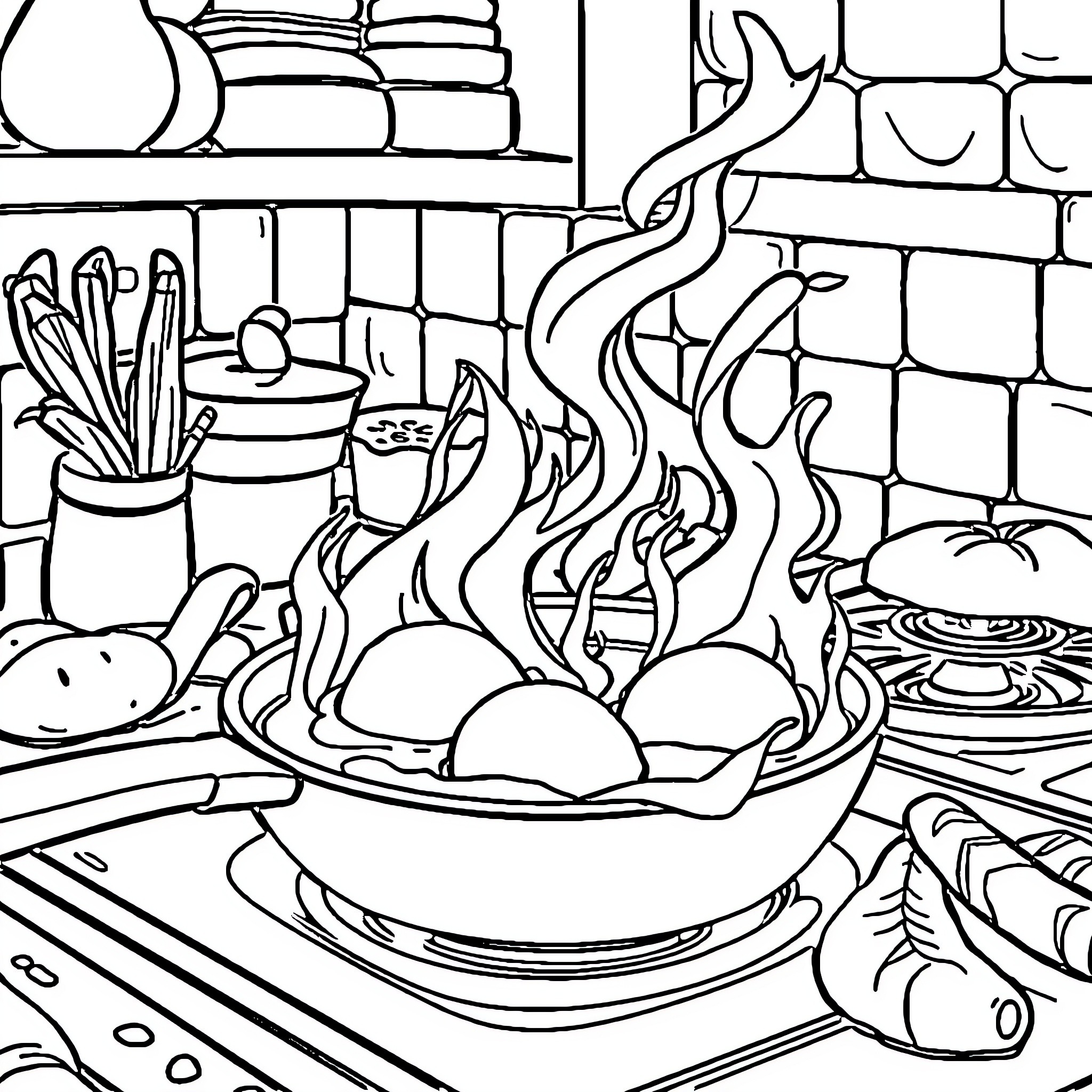 Optimus Prime's Delightful Culinary Adventure Coloring Page (free black-and-white line drawing printable PDF for all, from beginners to advanced learners, including children, teens, adults, and seniors)