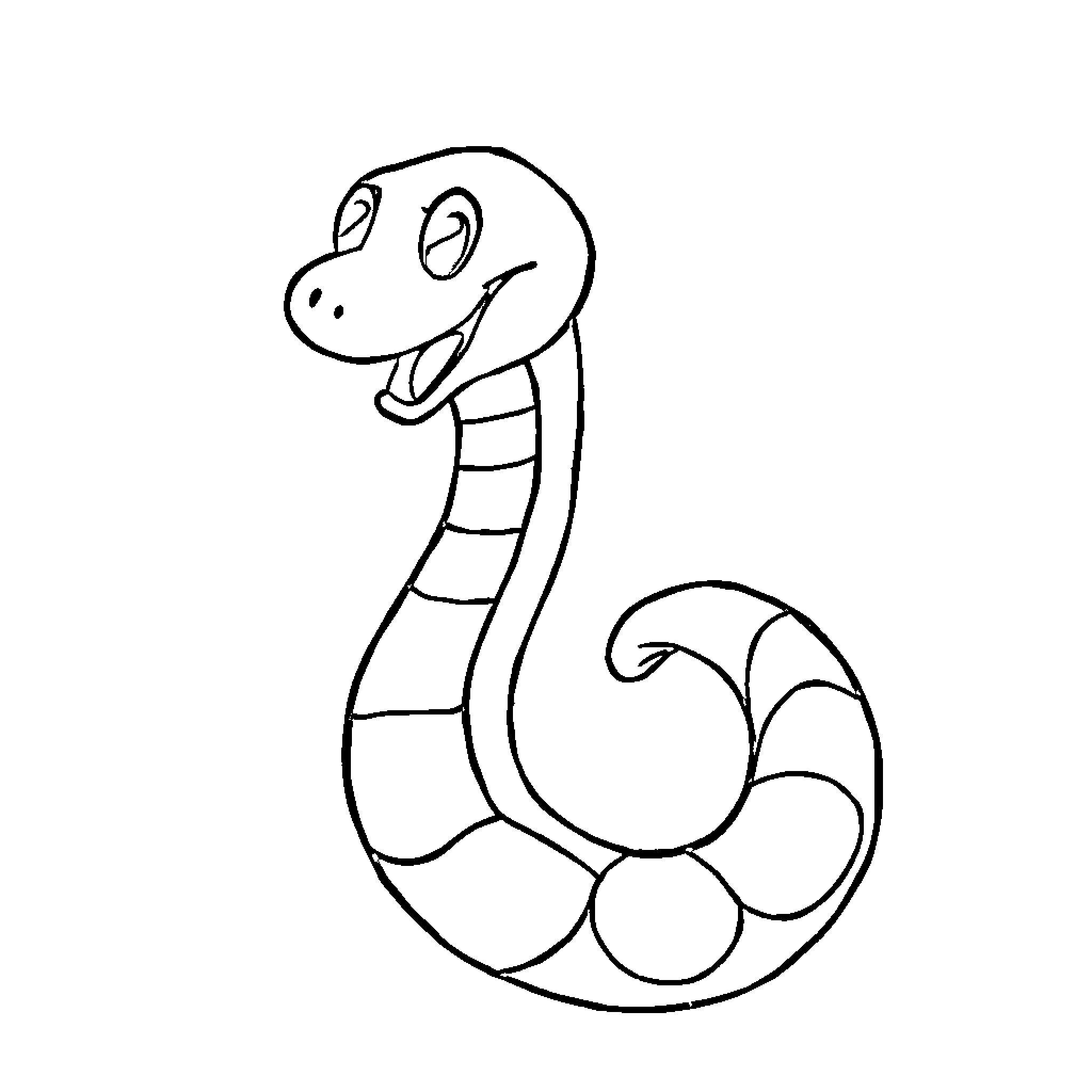 Letter S Smiling Serpent Slithering Coloring Page (free black-and-white line drawing printable PDF for all, from beginners to advanced learners, including children, teens, adults, and seniors)