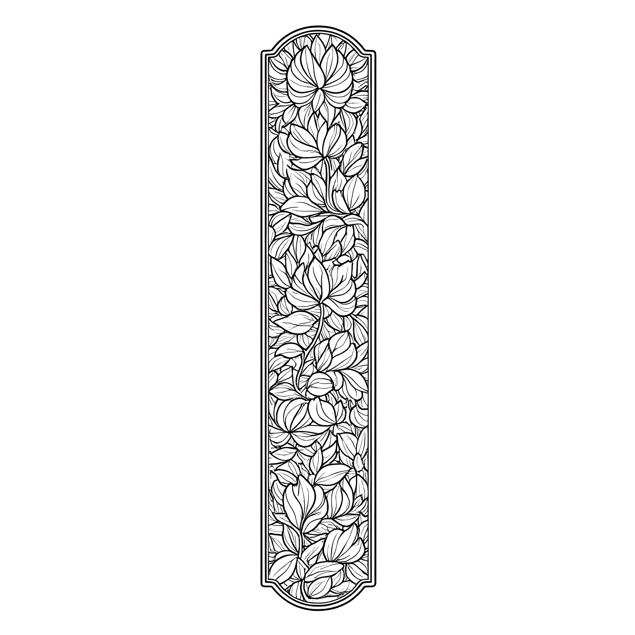 Bookmark with Floral Pattern Design Coloring Page (free black-and-white line drawing printable PDF for all, from beginners to advanced learners, including children, teens, adults, and seniors)