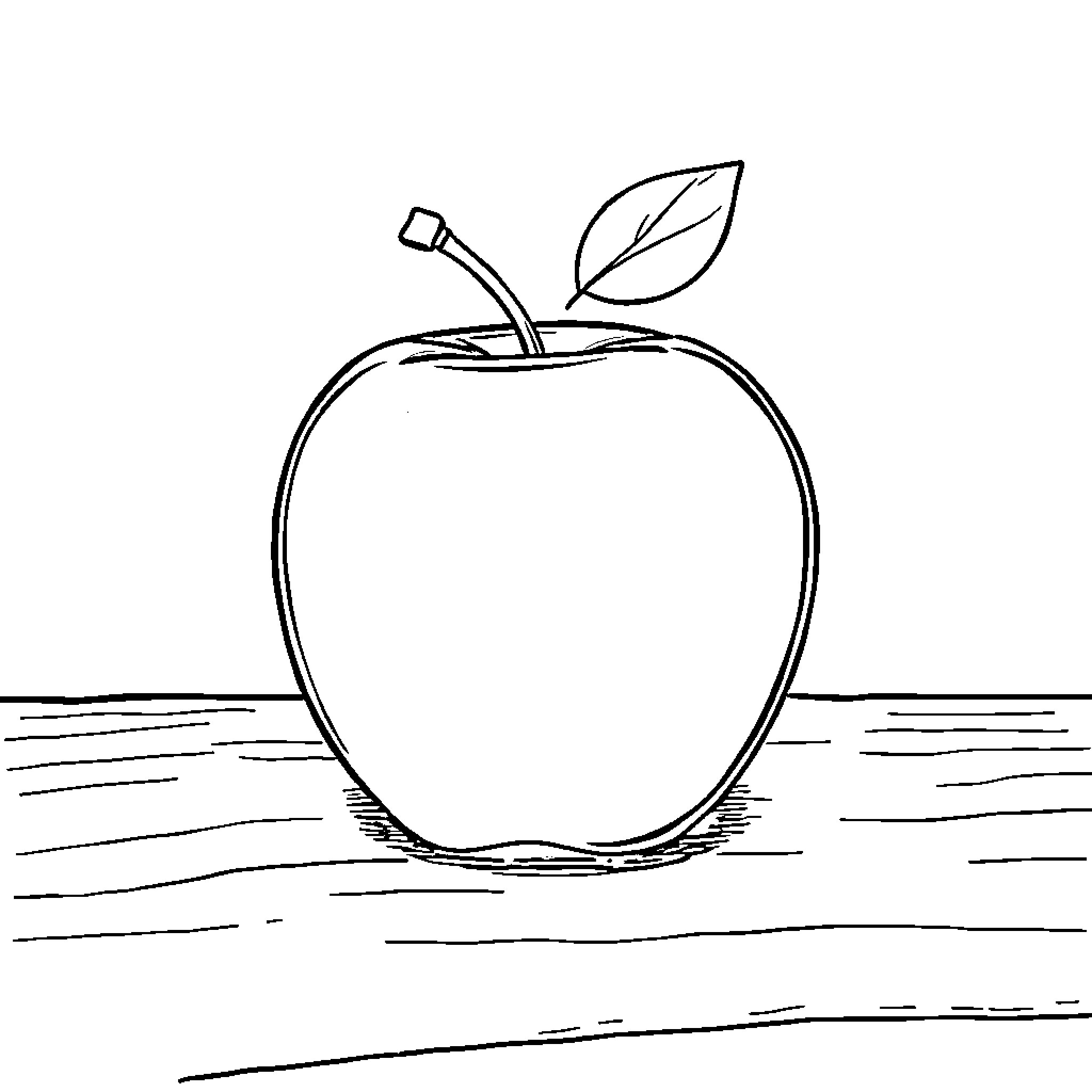 Apple outlined in simple sketch Coloring Page (free black-and-white line drawing printable PDF for all, from beginners to advanced learners, including children, teens, adults, and seniors)