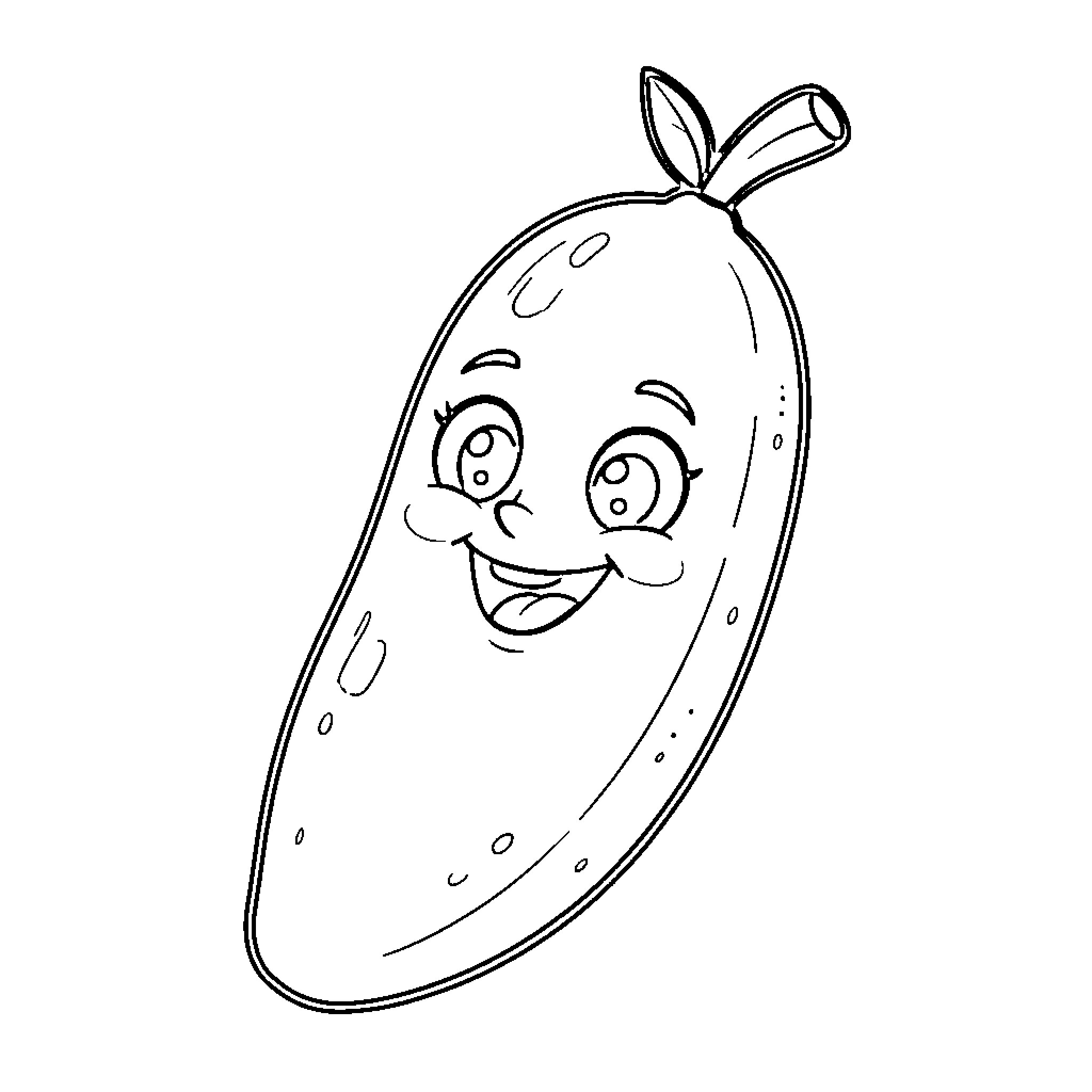 Mango character smiling happily with large expressive eyes Coloring Page (free black-and-white line drawing printable PDF for all, from beginners to advanced learners, including children, teens, adults, and seniors)