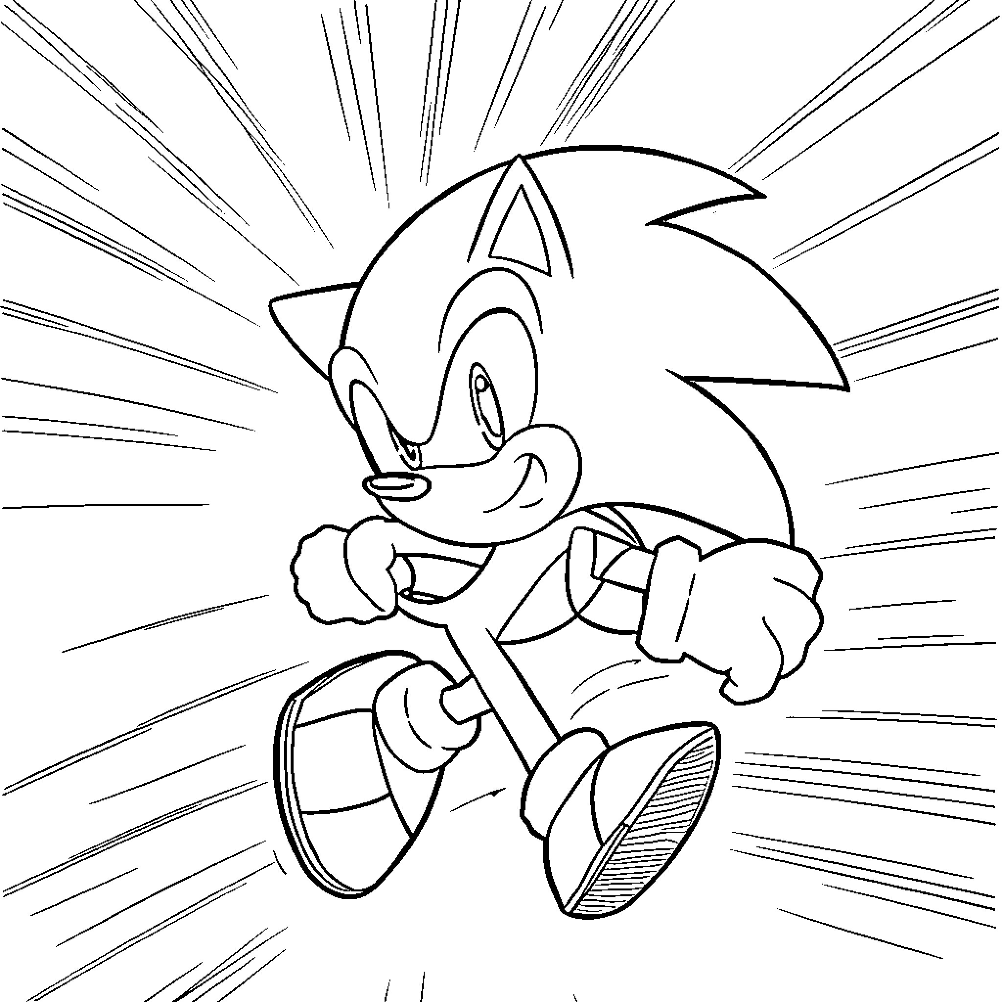 Sonic racing with energy and speed Coloring Page (free black-and-white line drawing printable PDF for all, from beginners to advanced learners, including children, teens, adults, and seniors)