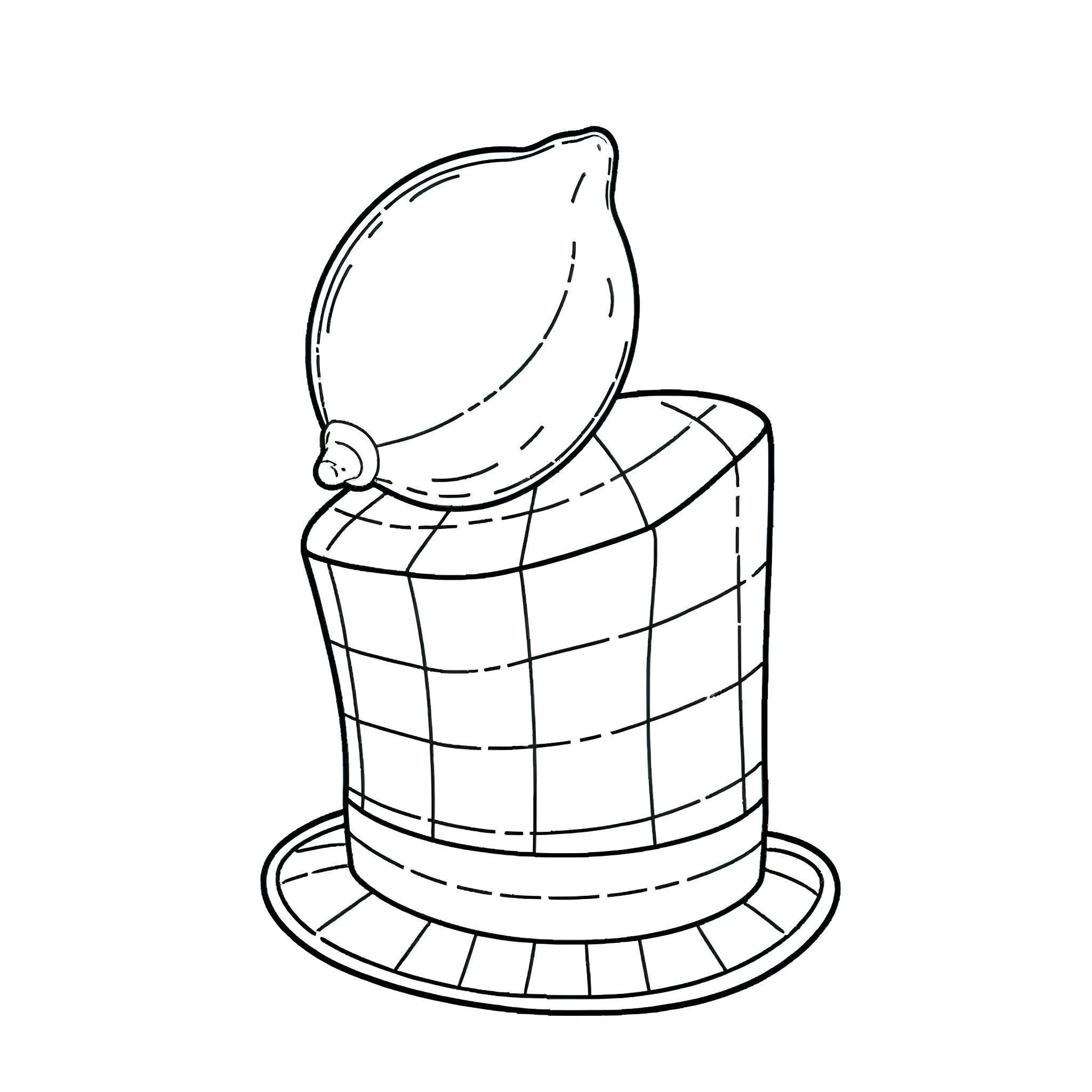 Clown's Colorful Hat Coloring Page (free black-and-white line drawing printable PDF for all, from beginners to advanced learners, including children, teens, adults, and seniors)