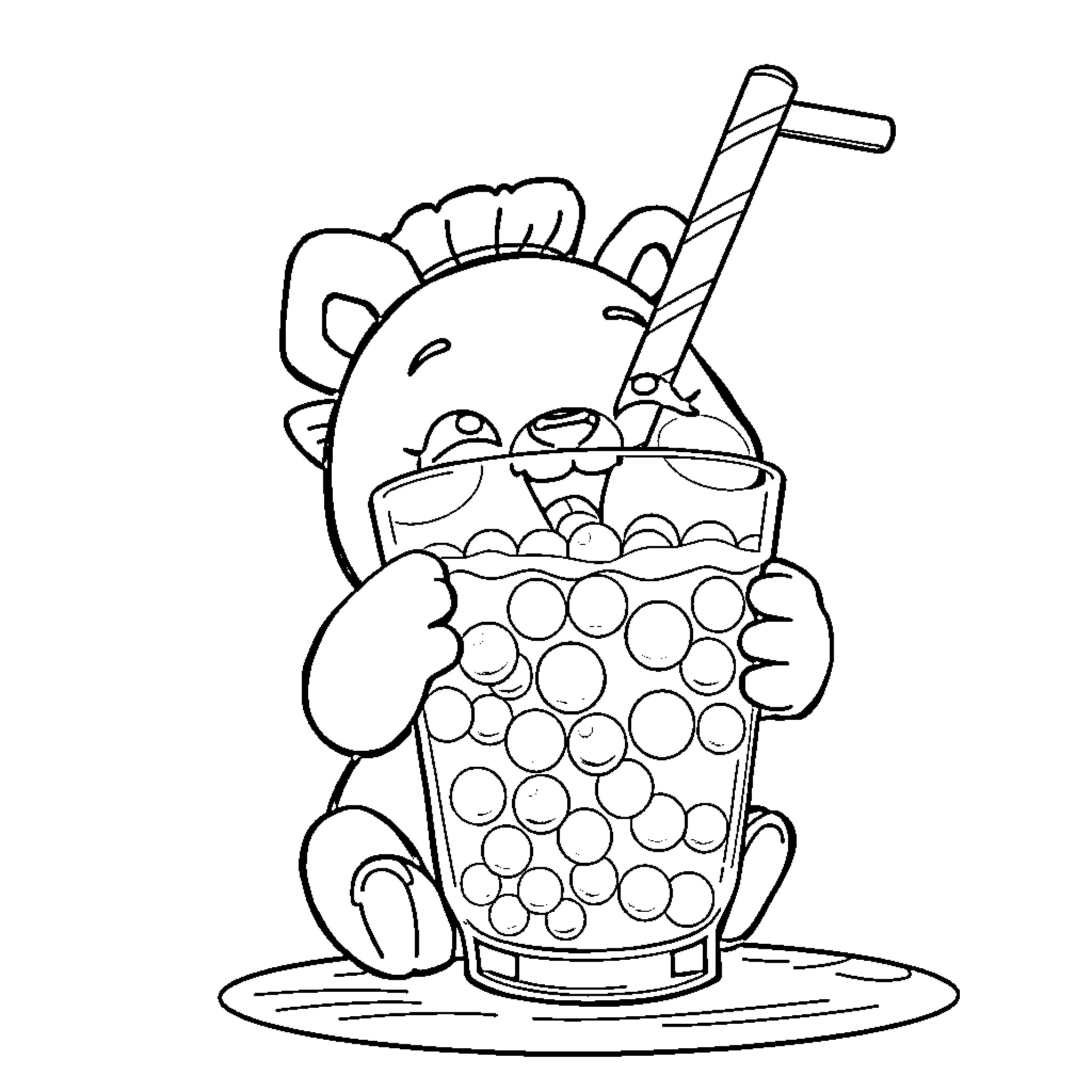 Bluey Enjoys a Refreshing Drink Coloring Page (free black-and-white line drawing printable PDF for all, from beginners to advanced learners, including children, teens, adults, and seniors)