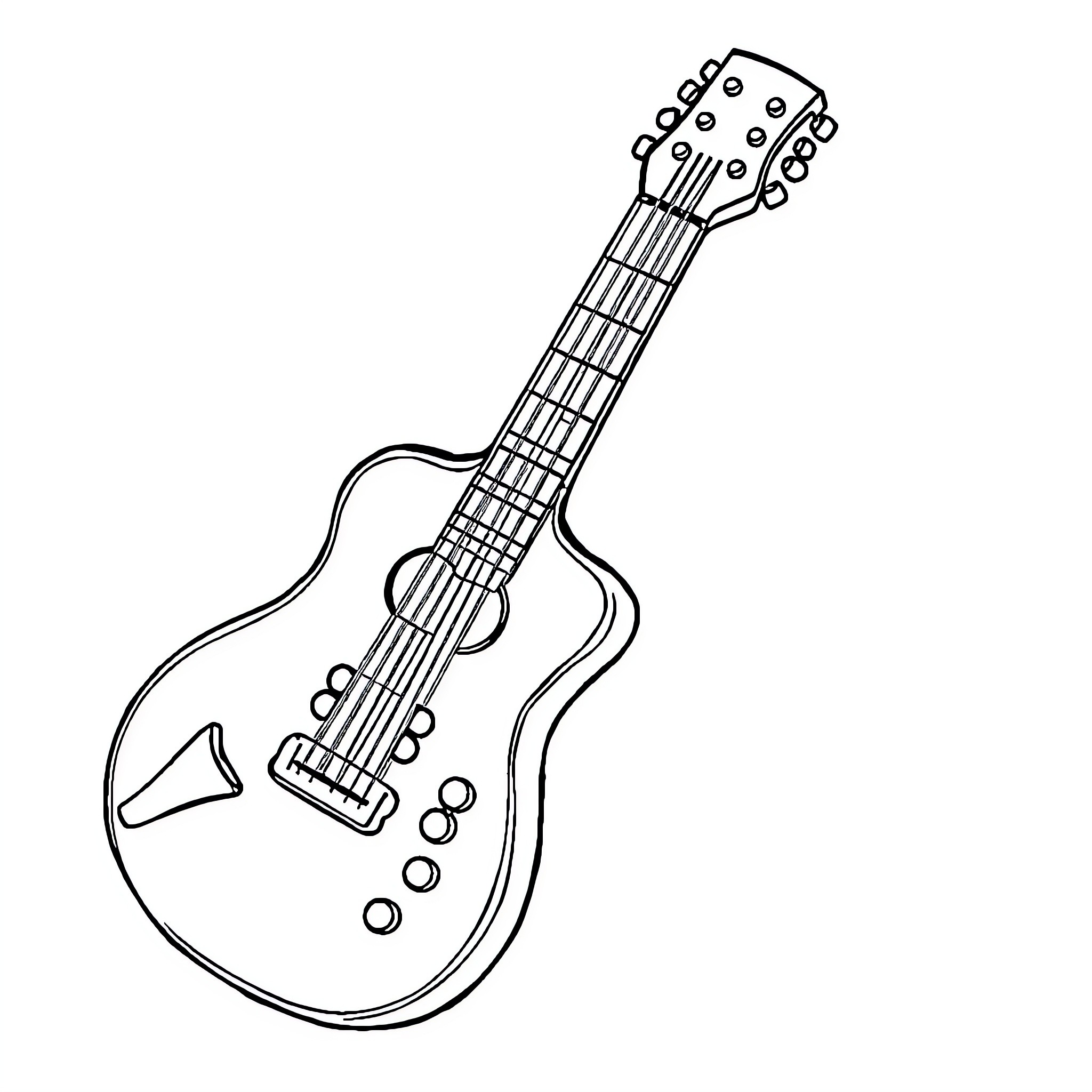 Potato Chip guitar with playful design Coloring Page (free black-and-white line drawing printable PDF for all, from beginners to advanced learners, including children, teens, adults, and seniors)