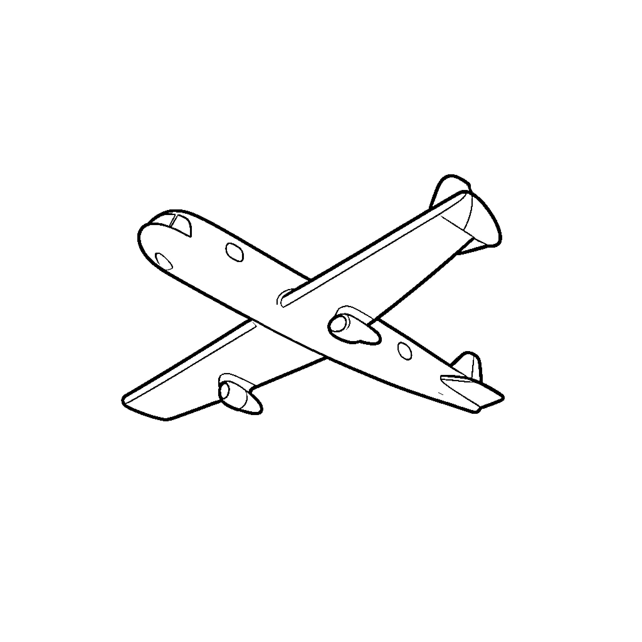 Airplane flying through the sky Coloring Page (free black-and-white line drawing printable PDF for all, from beginners to advanced learners, including children, teens, adults, and seniors)