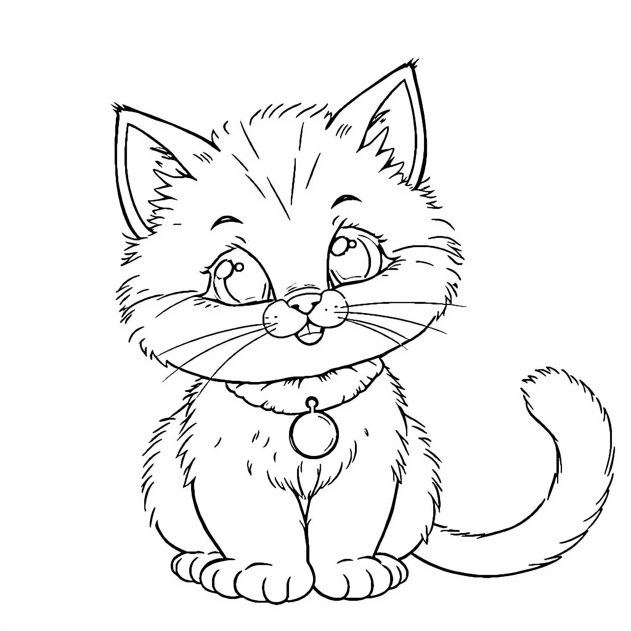 Bluey the playful kitten in a whimsical pose Coloring Page (free black-and-white line drawing printable PDF for all, from beginners to advanced learners, including children, teens, adults, and seniors)