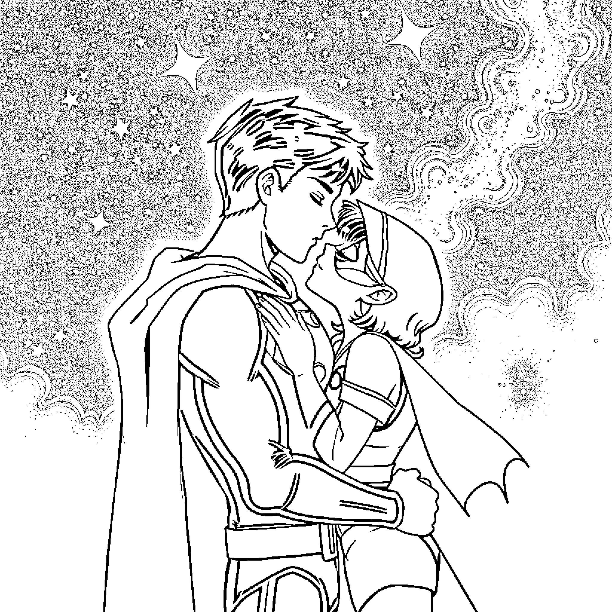 Superboy saving the day with determination Coloring Page (free black-and-white line drawing printable PDF for all, from beginners to advanced learners, including children, teens, adults, and seniors)