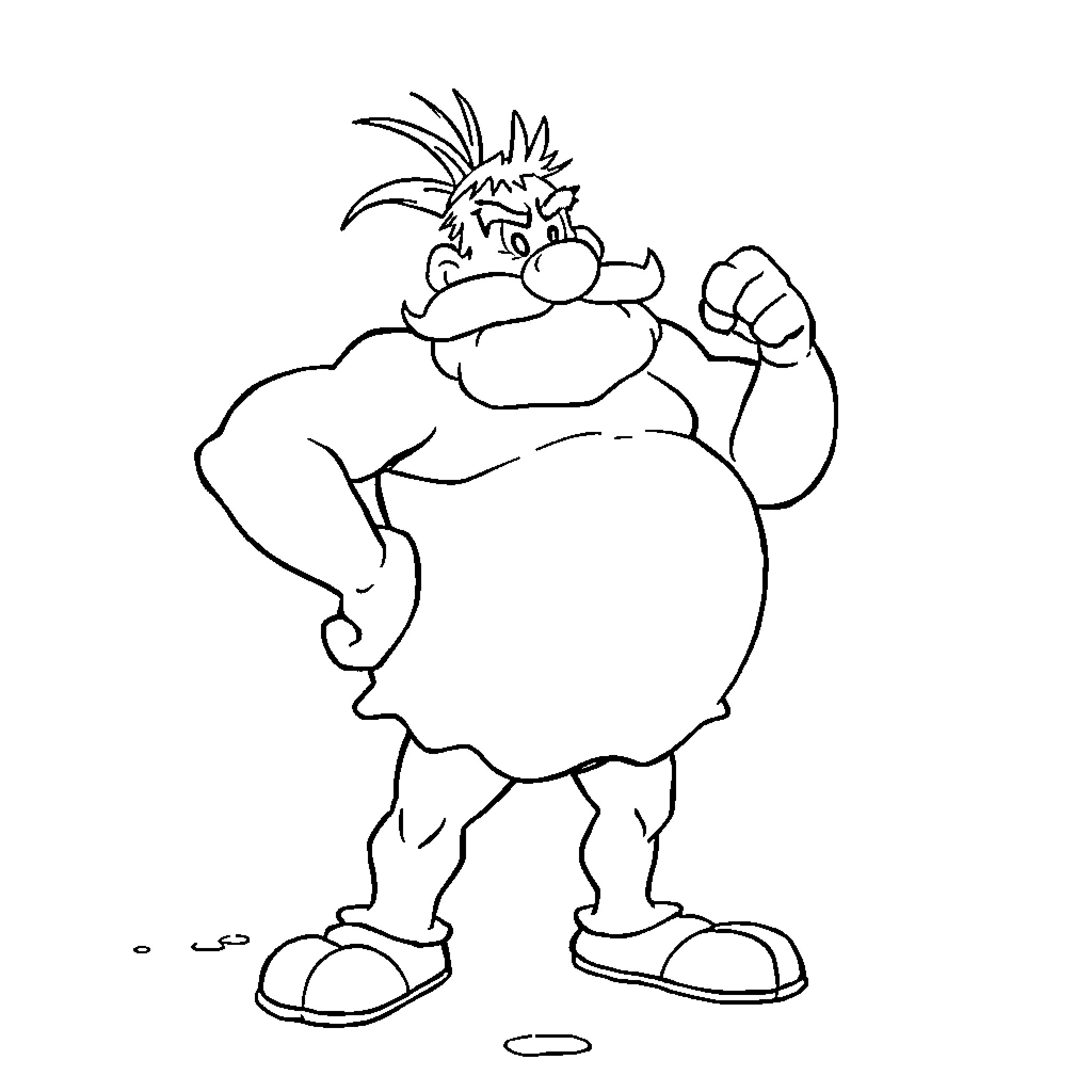 Obelix the Strong and Mighty Coloring Page (free black-and-white line drawing printable PDF for all, from beginners to advanced learners, including children, teens, adults, and seniors)