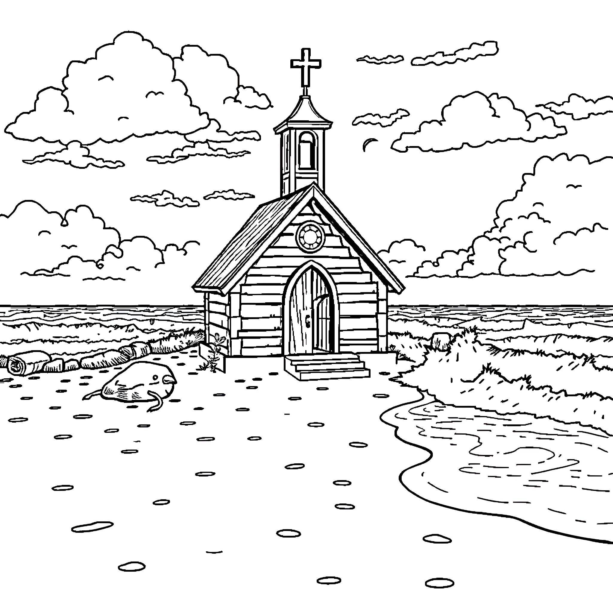 Chappel Roan by the Seaside Coloring Page (free black-and-white line drawing printable PDF for all, from beginners to advanced learners, including children, teens, adults, and seniors)