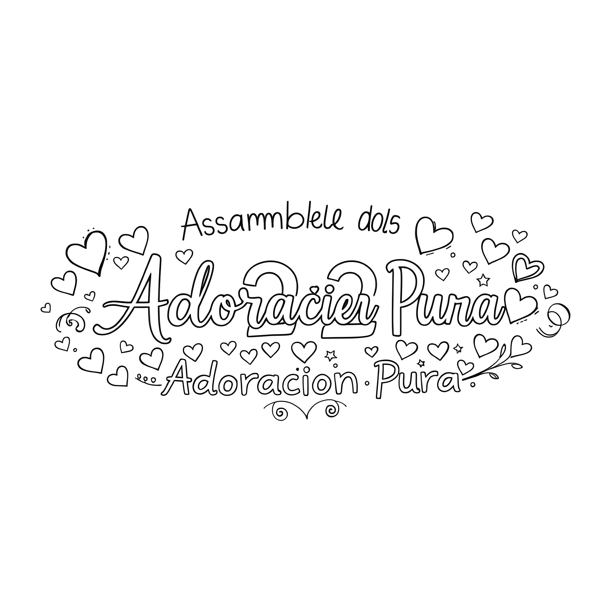 Asamblea of Adoracion Pura Coloring Page (free black-and-white line drawing printable PDF for all, from beginners to advanced learners, including children, teens, adults, and seniors)