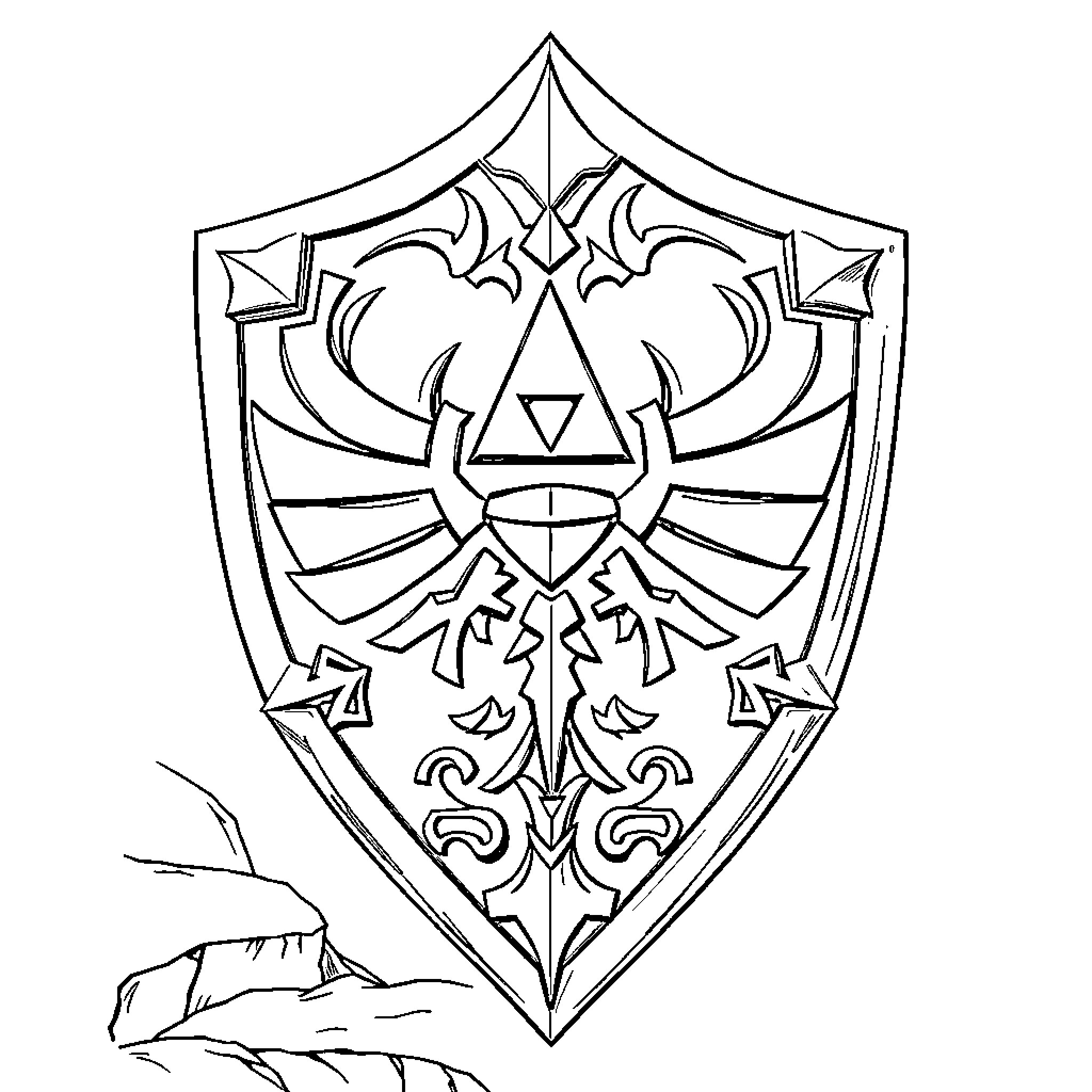 Shield of Triumphant Symbolism Coloring Page (free black-and-white line drawing printable PDF for all, from beginners to advanced learners, including children, teens, adults, and seniors)