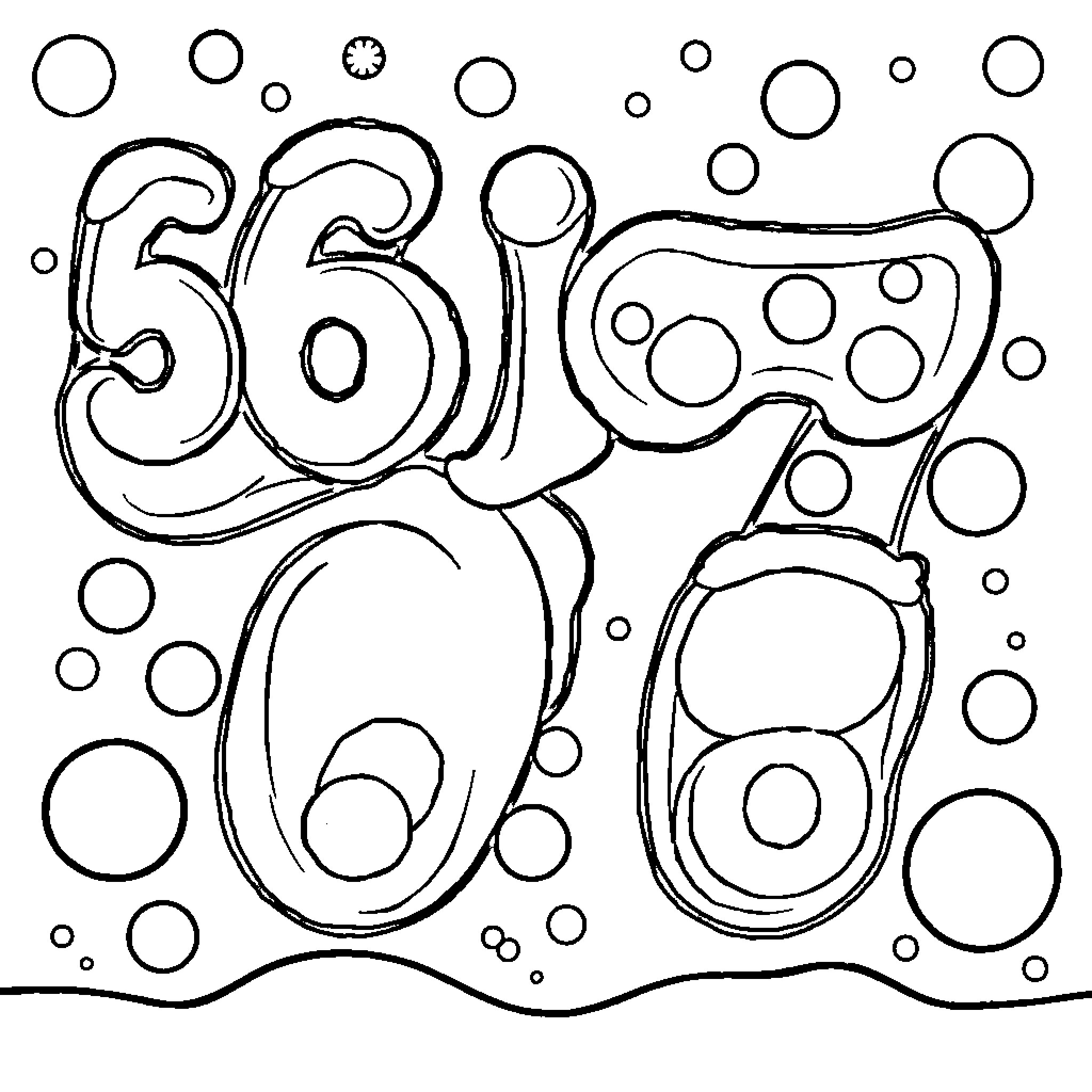 Bubble Number Game Console Coloring Page (free black-and-white line drawing printable PDF for all, from beginners to advanced learners, including children, teens, adults, and seniors)