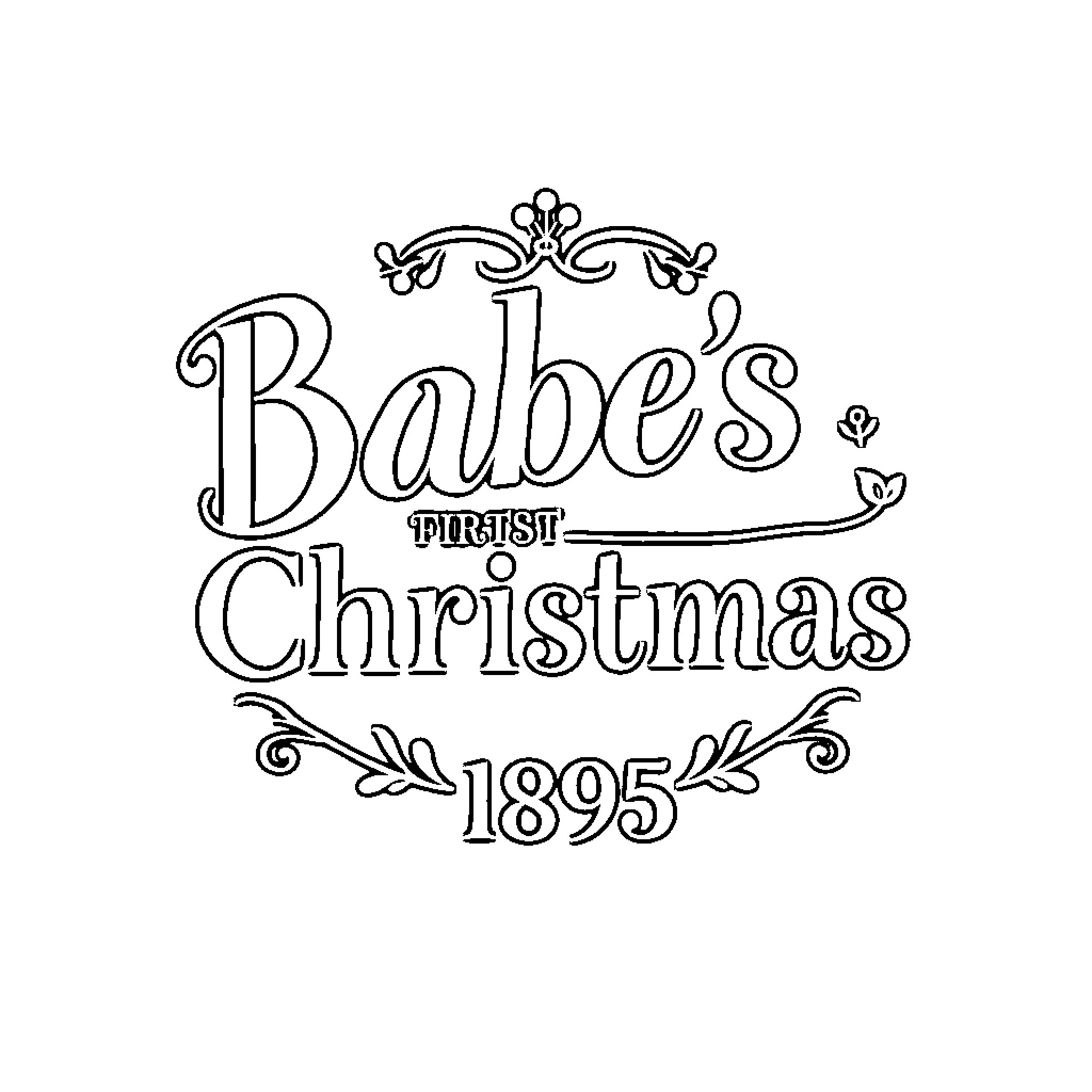 Babe's First Christmas in 1895 Coloring Page (free black-and-white line drawing printable PDF for all, from beginners to advanced learners, including children, teens, adults, and seniors)