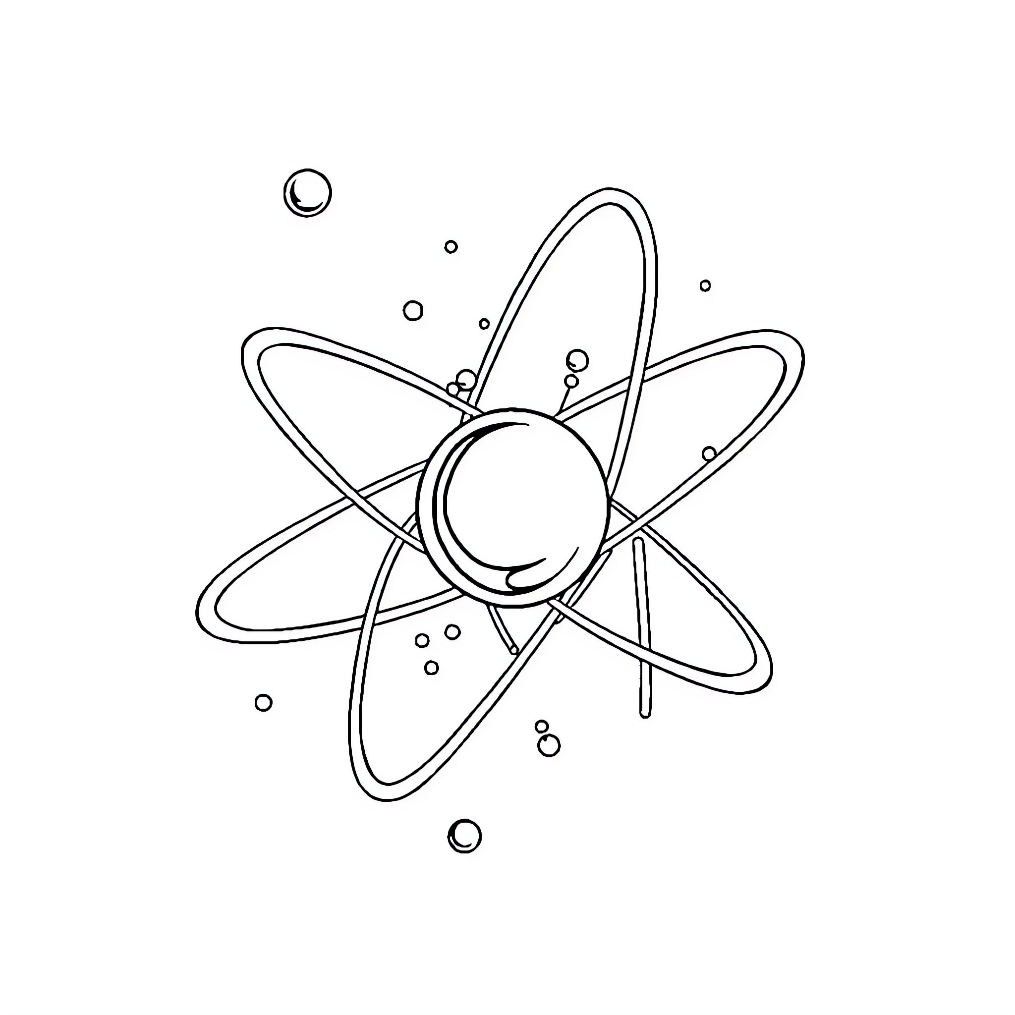 Subatomic Particle Diagram of Atomic Structure Coloring Page (free black-and-white line drawing printable PDF for all, from beginners to advanced learners, including children, teens, adults, and seniors)