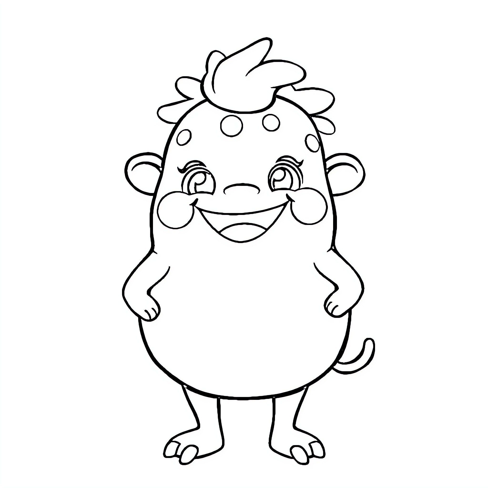 Labubu's Cheerful Creature Coloring Page (free black-and-white line drawing printable PDF for all, from beginners to advanced learners, including children, teens, adults, and seniors)