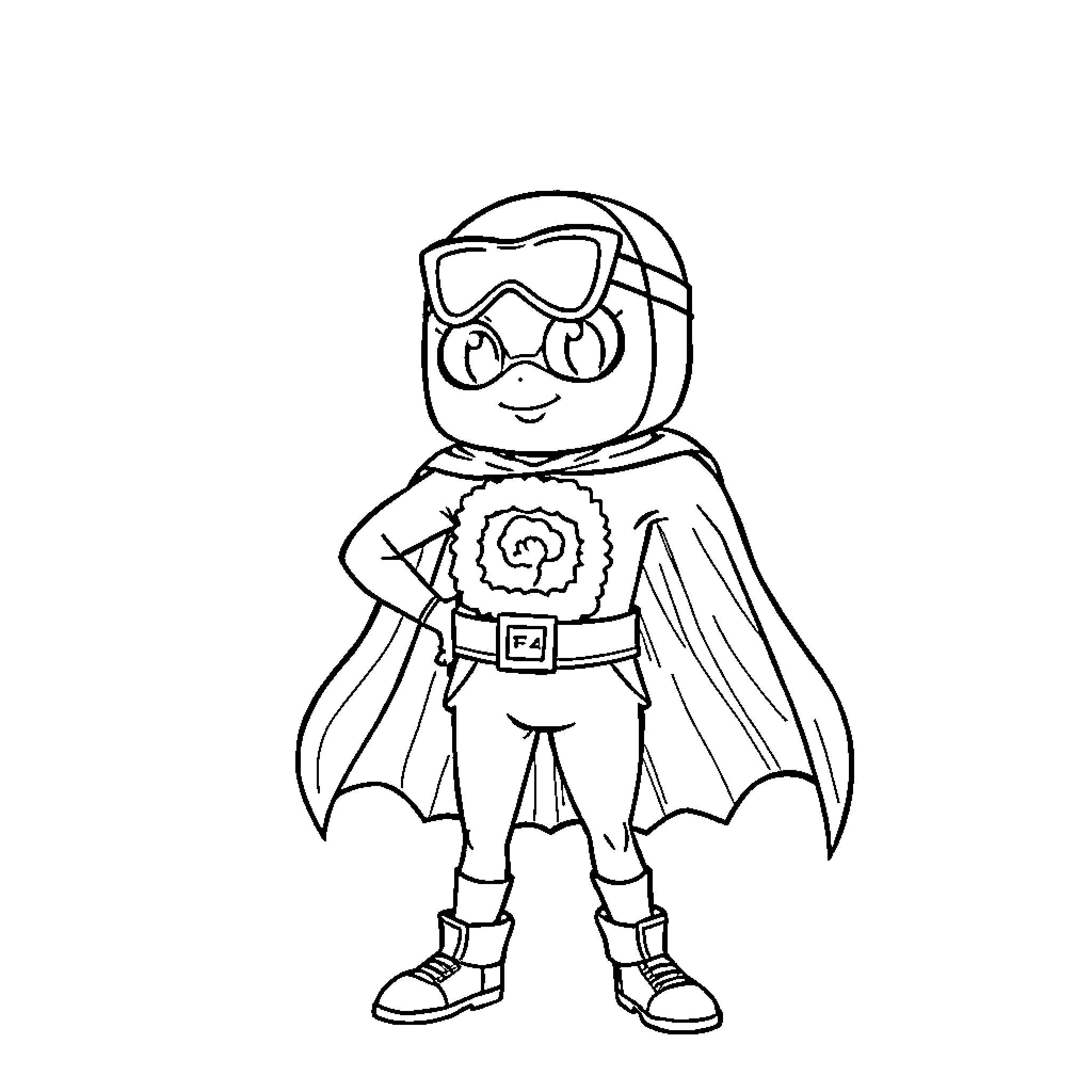 Sushi superhero in colorful costume Coloring Page (free black-and-white line drawing printable PDF for all, from beginners to advanced learners, including children, teens, adults, and seniors)