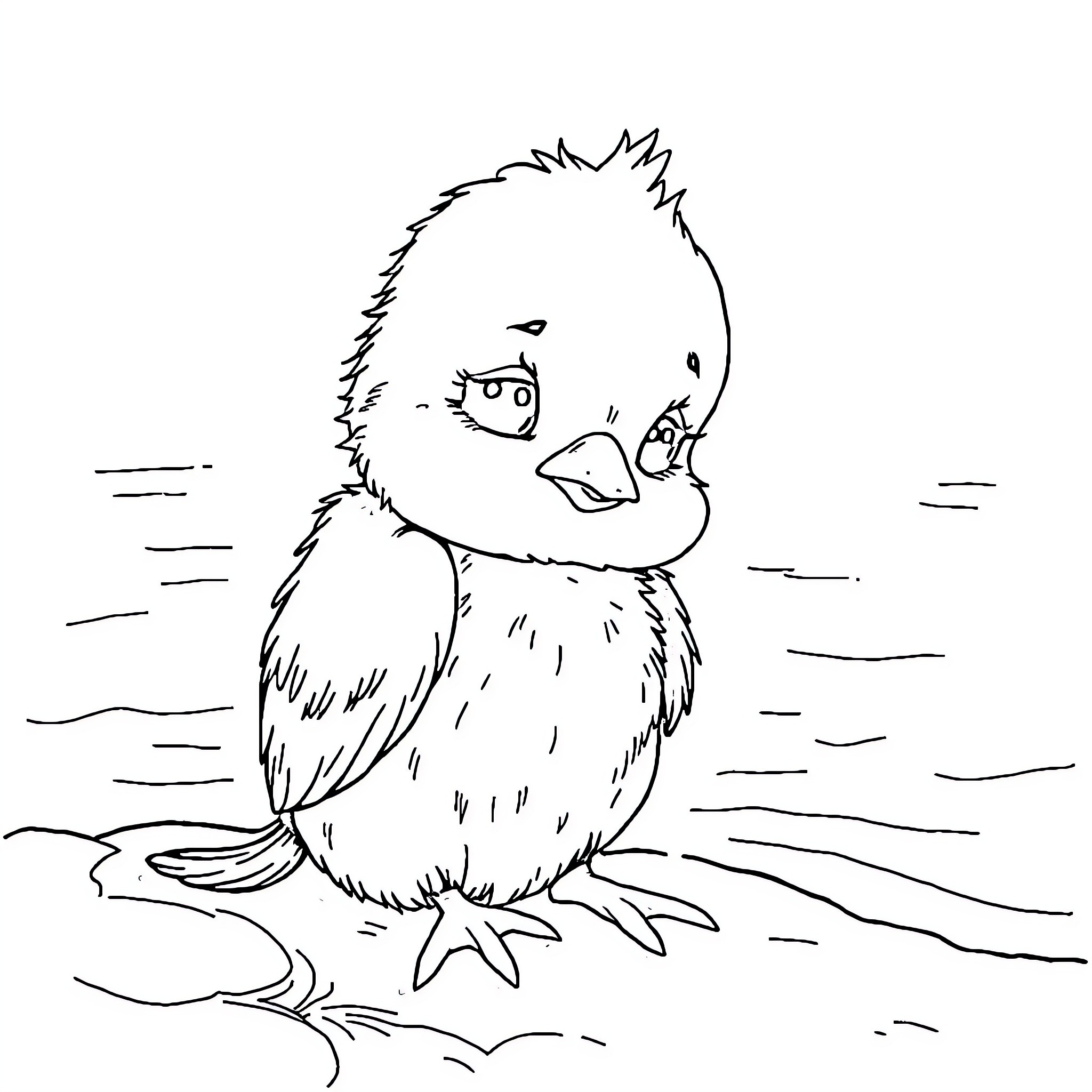 Bluey's Adorable Chick Adventure Coloring Page (free black-and-white line drawing printable PDF for all, from beginners to advanced learners, including children, teens, adults, and seniors)
