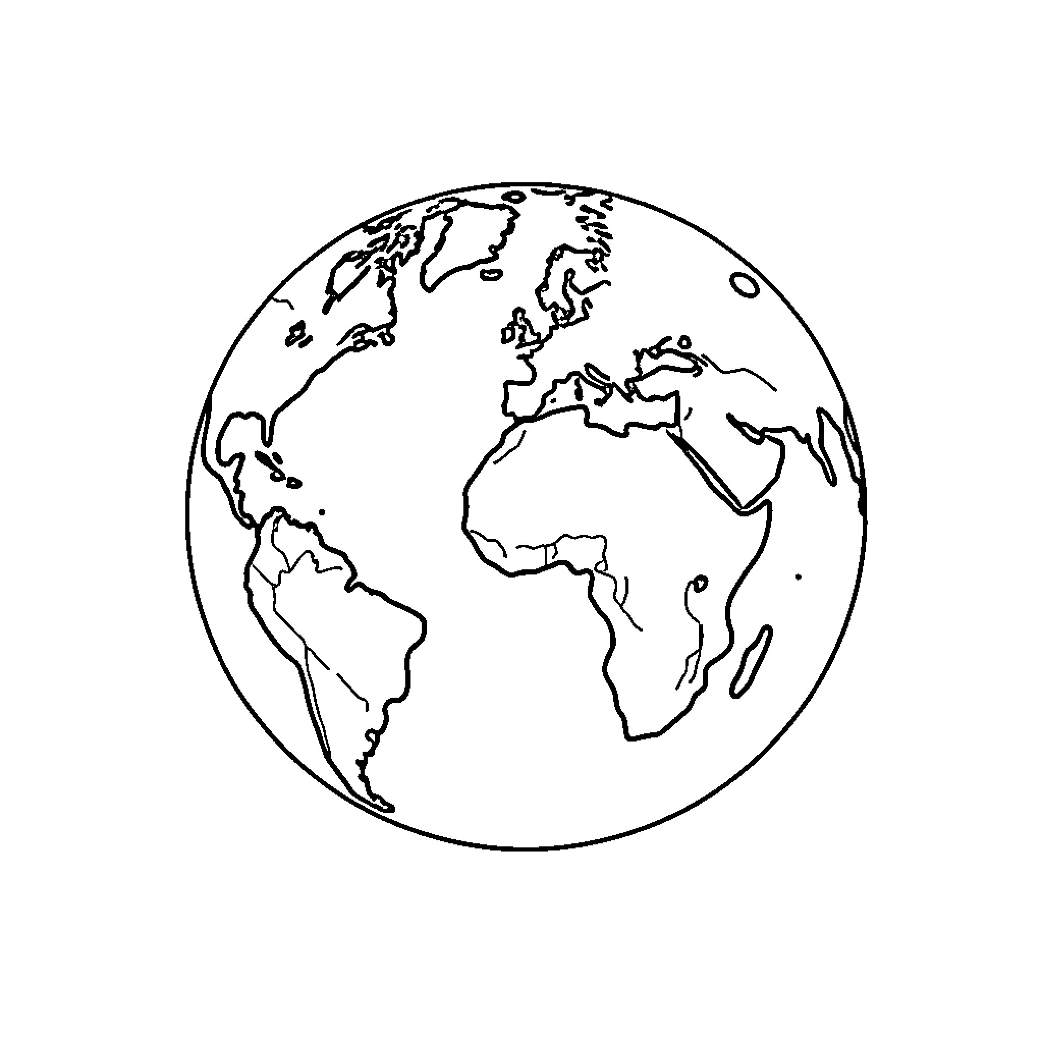 Globe displaying continents and oceans Coloring Page (free black-and-white line drawing printable PDF for all, from beginners to advanced learners, including children, teens, adults, and seniors)