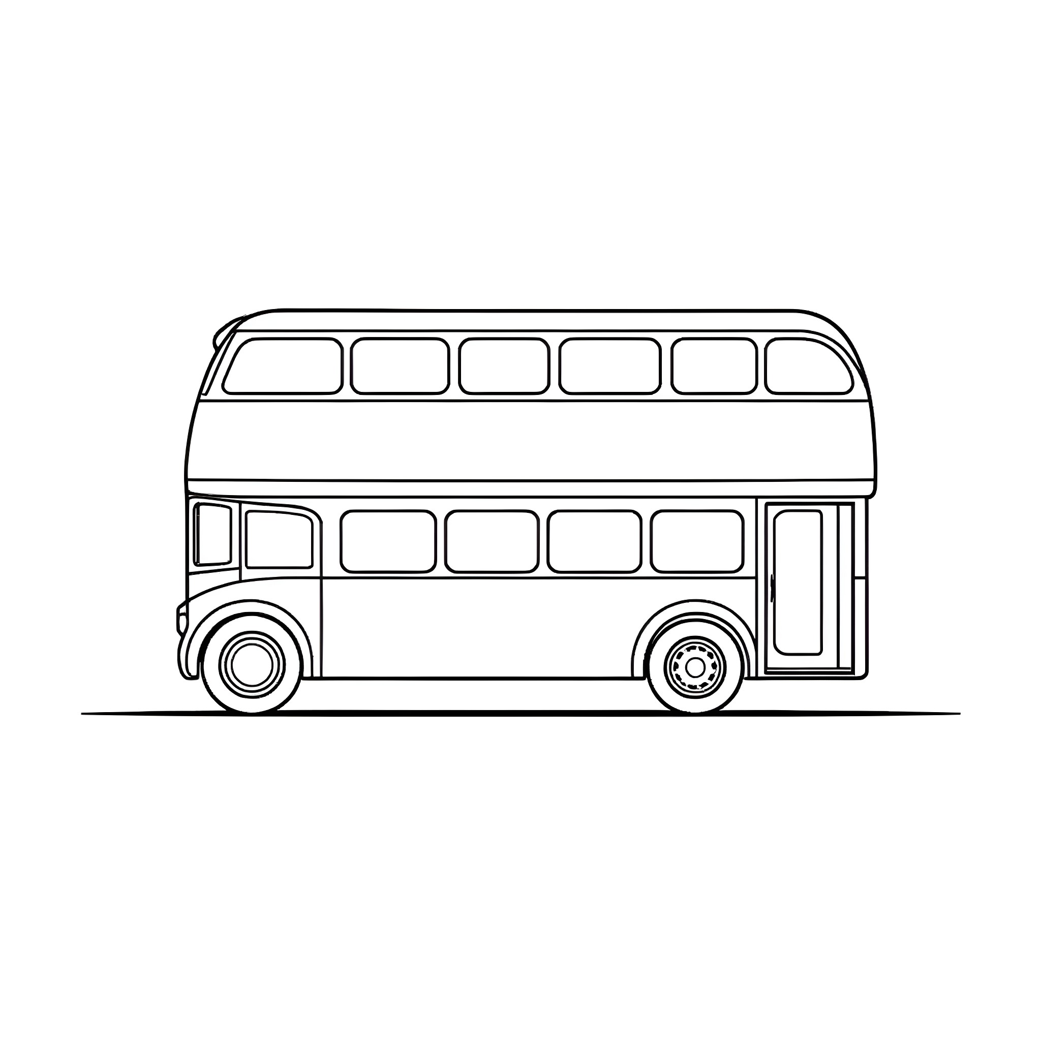 Bus with passengers on the move Coloring Page (free black-and-white line drawing printable PDF for all, from beginners to advanced learners, including children, teens, adults, and seniors)